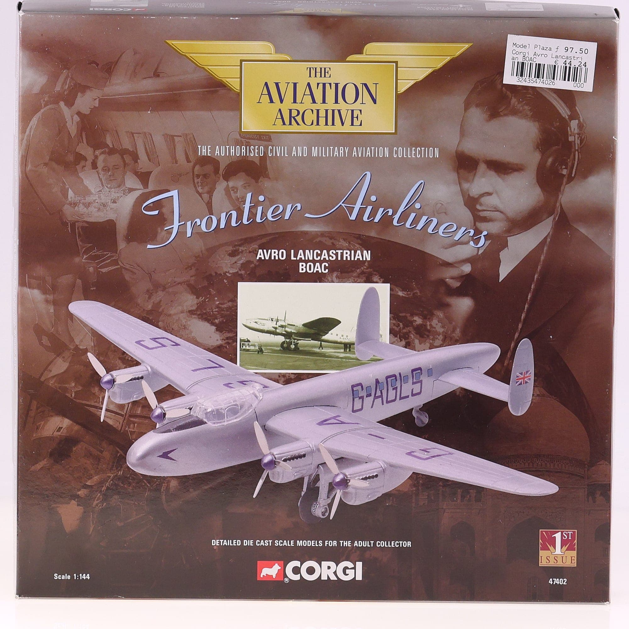 Corgi 47402 AVRO Lancastrian BOAC G-AGLS 1/144 argent et noir neuf avec boîte