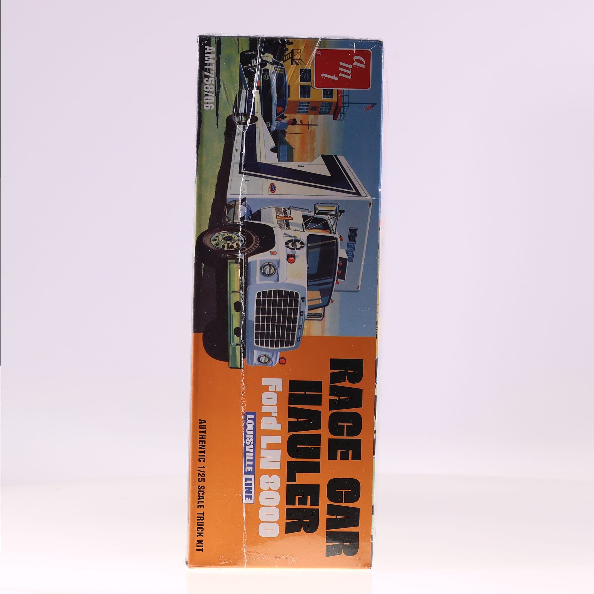 AMT Ford Race Car Hauler LN 8000 Louisville Line sous blister 1/25 Blanc neuf av — miniature 7