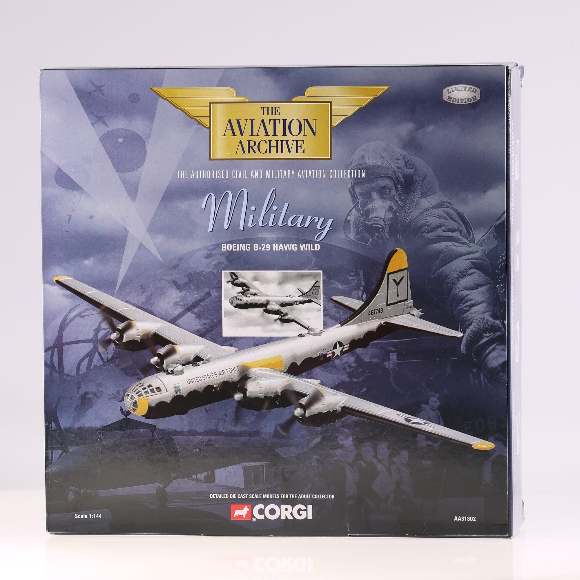 Corgi AA31802 Boeing B-29 Hawg Wild 1/144 gris argent neuf avec boîte