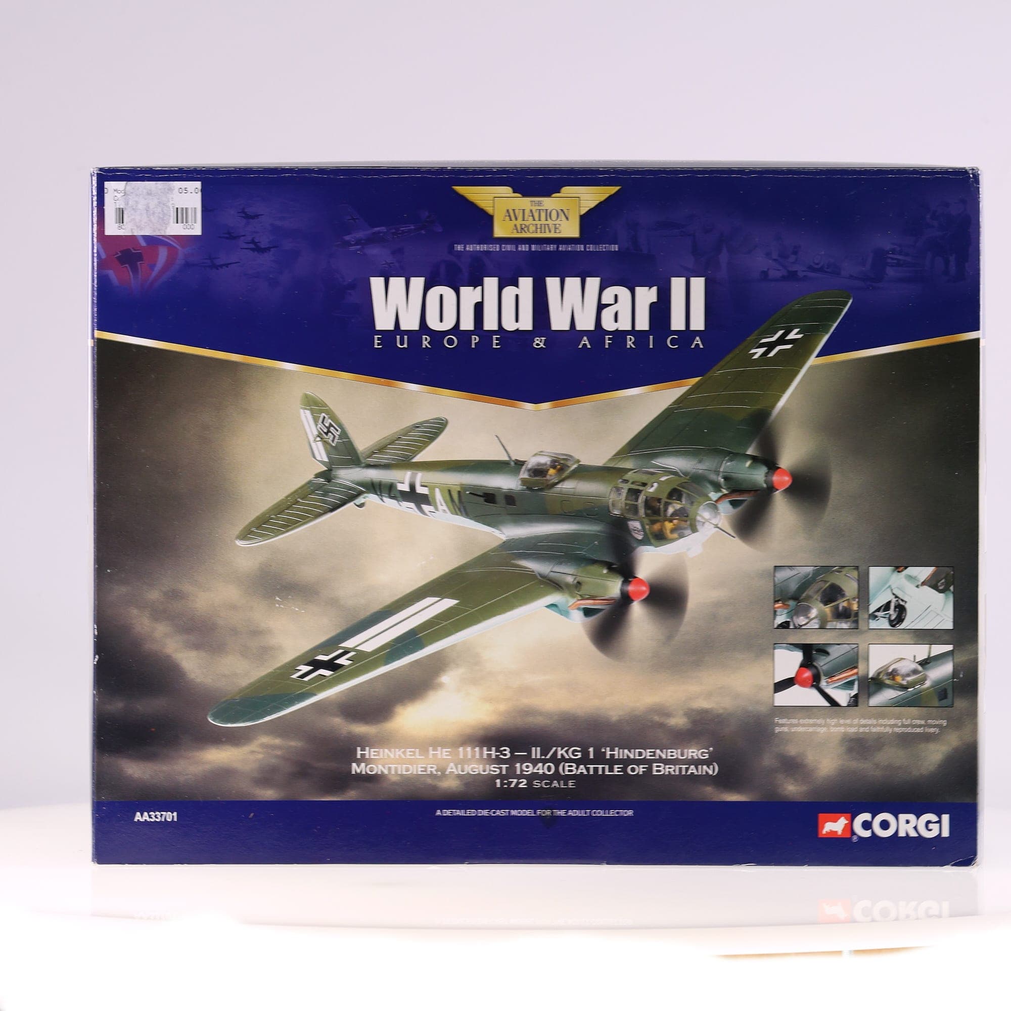 Corgi AA33701 He 111H-3 II KG 1 Hindenburg Montdidier August 1940 1/72 Vert neuf — photo 1