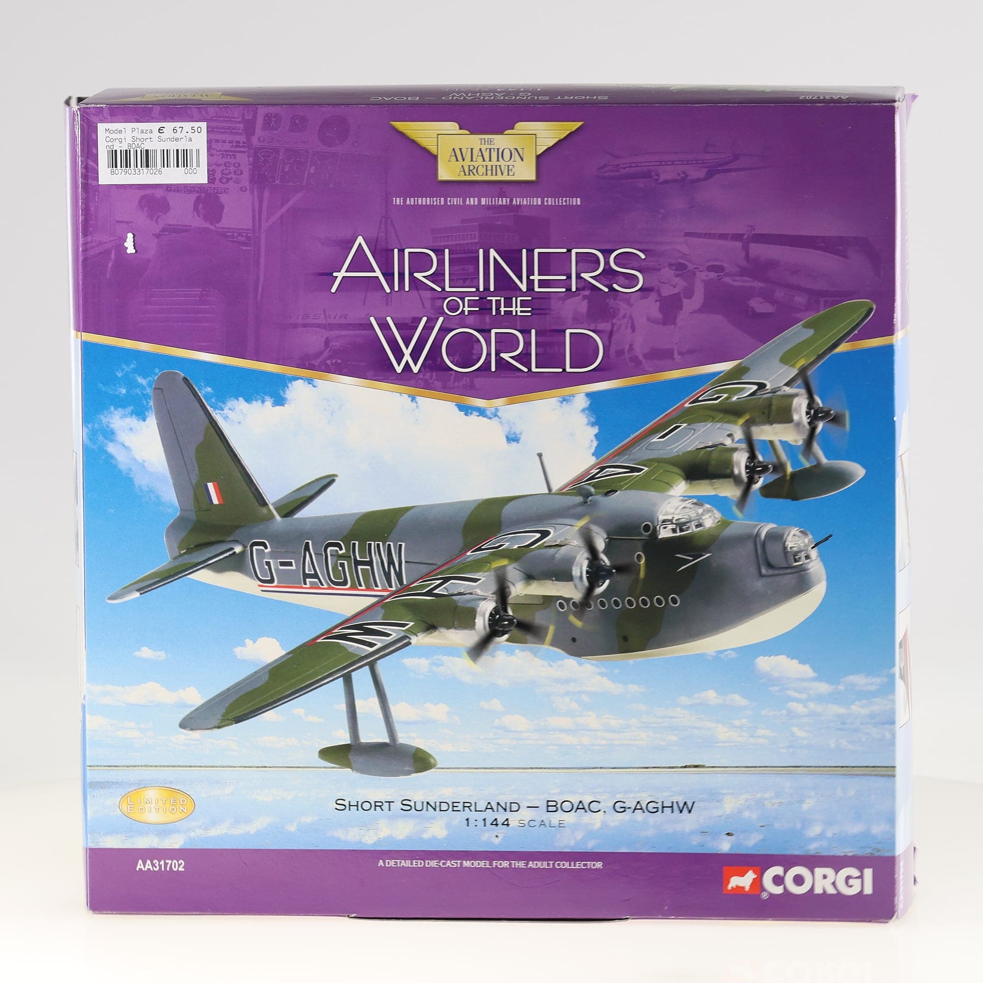 Corgi AA31702 Short Sunderland BOAC G-AGHW 1/14 Gris/Vert neuf avec boîte