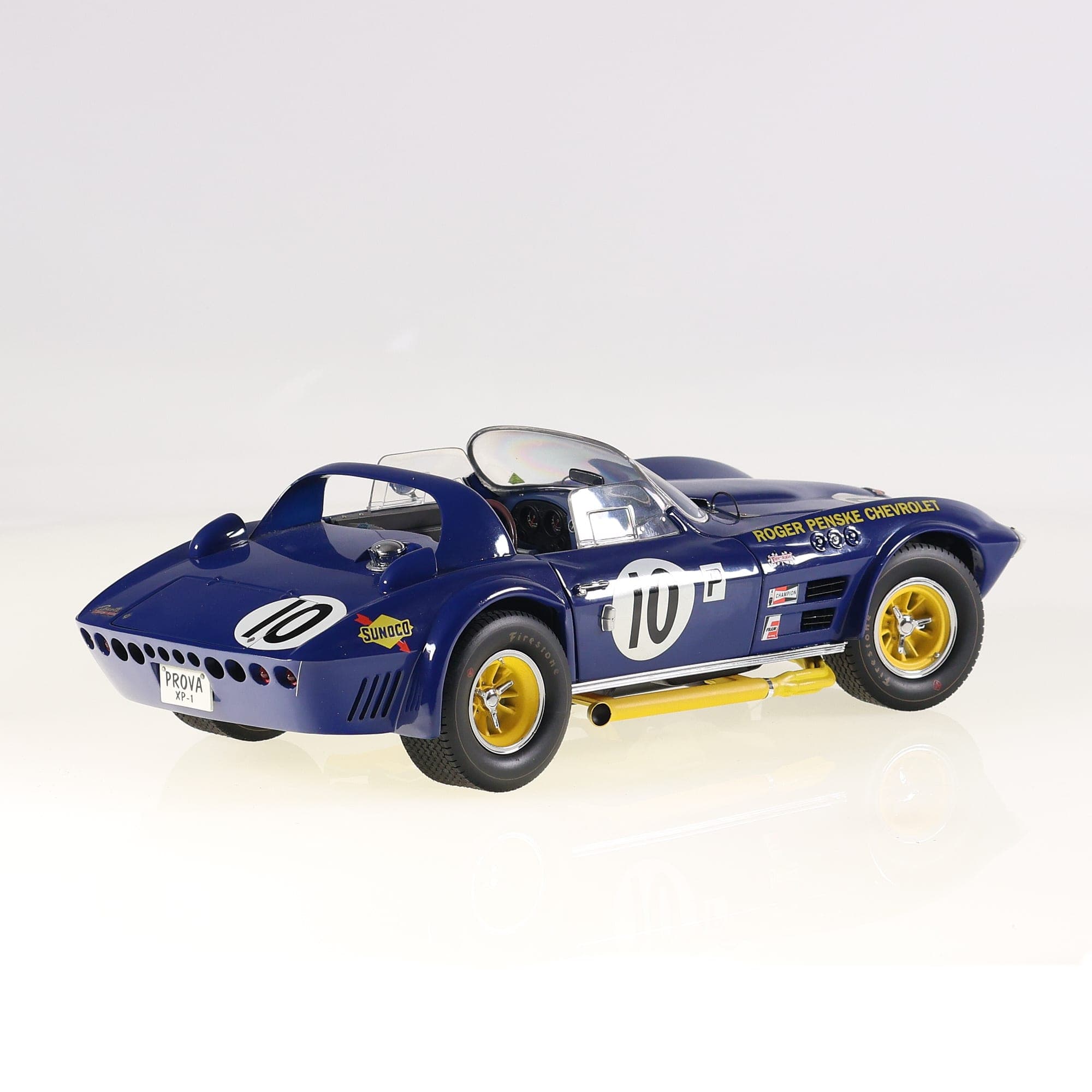 Exoto Chevrolet Corvette Grand Sport #10 Roger Penske 1/18 Bleu / Jaune avec boî — miniature 10
