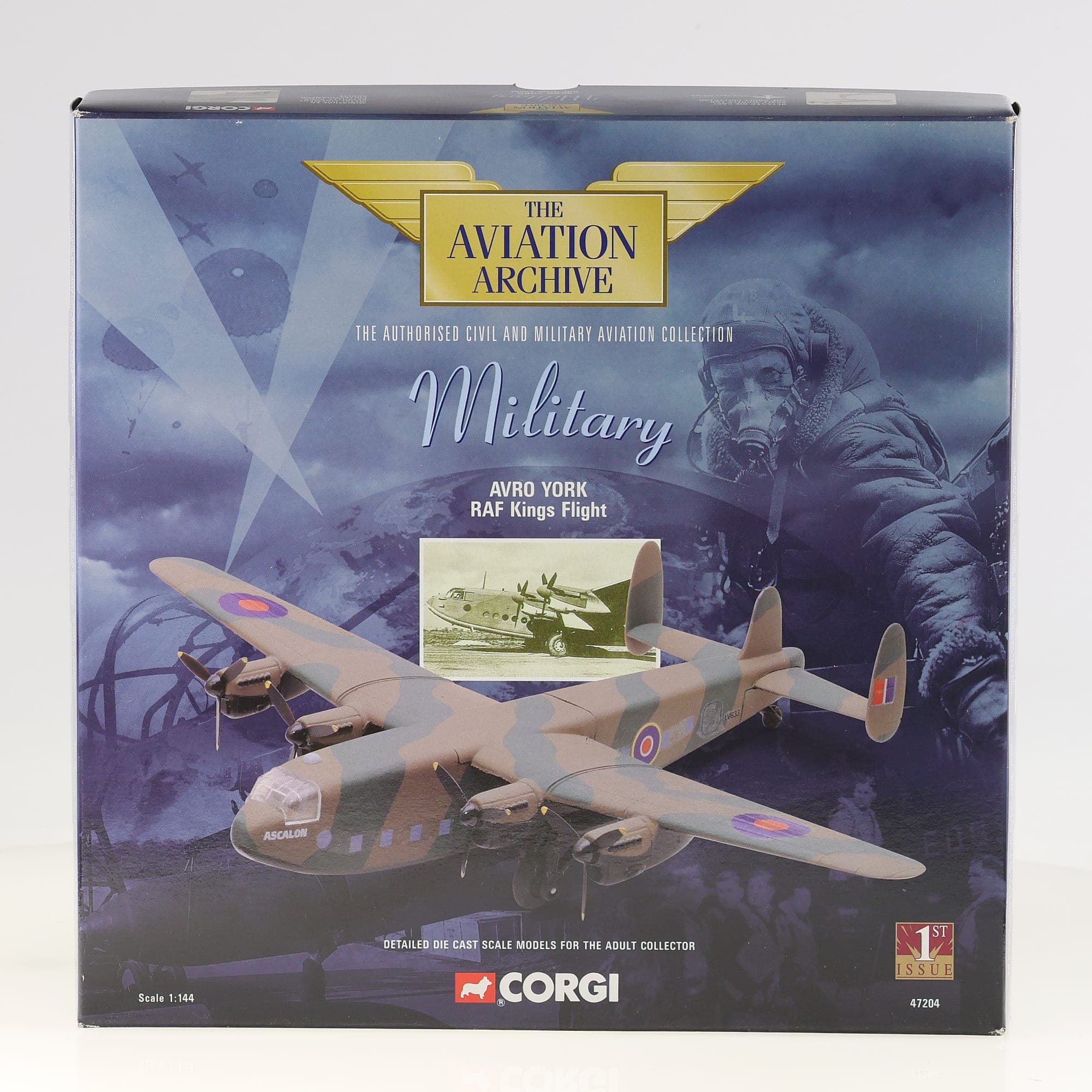 Corgi 47204 Avro York RAF Kings Flight 1/144 Camouflage beige/vert neuf avec boî