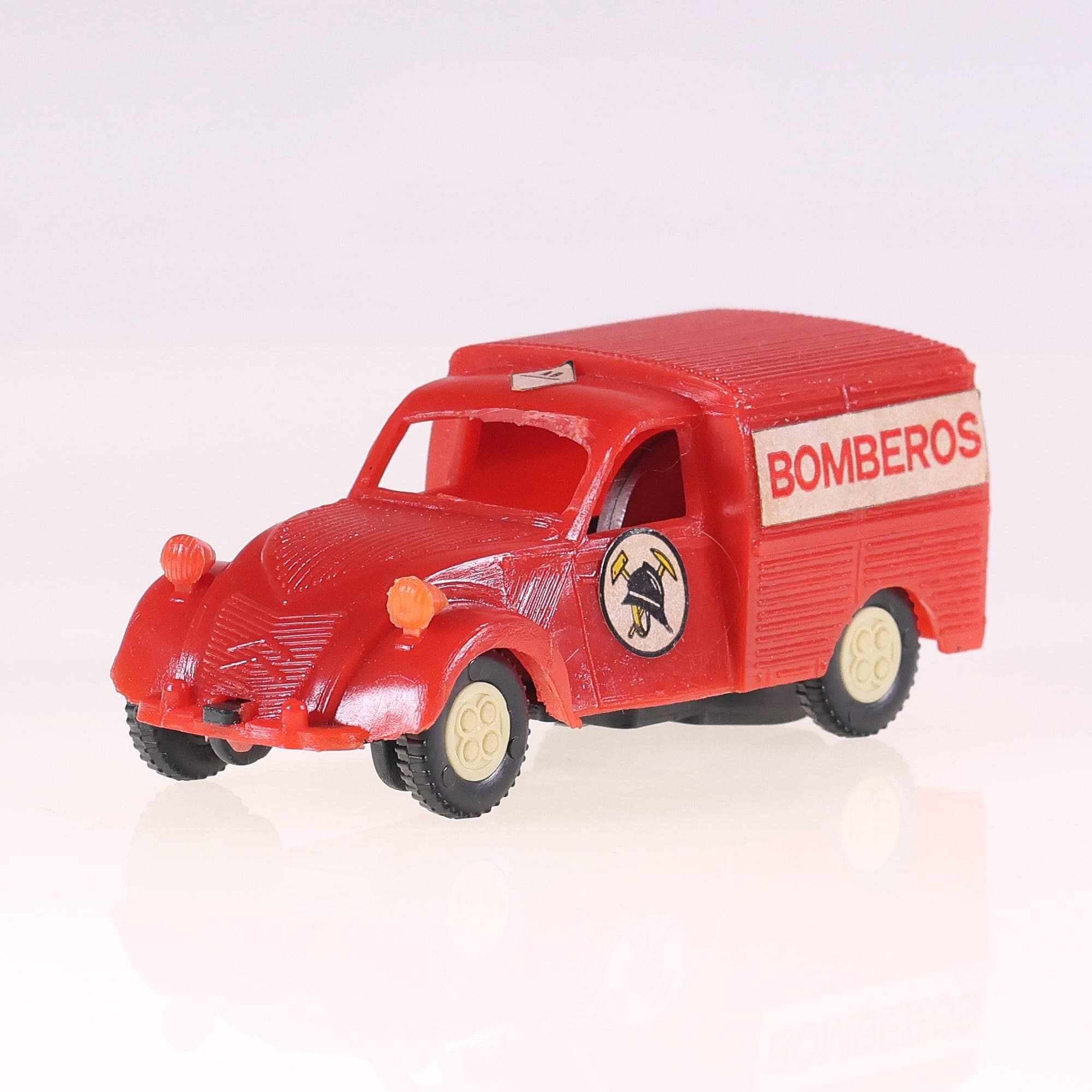 Albacete Plasticos Citroën 2CV Fourgonnette Bomberos friction 1/43 Rouge  — photo 1