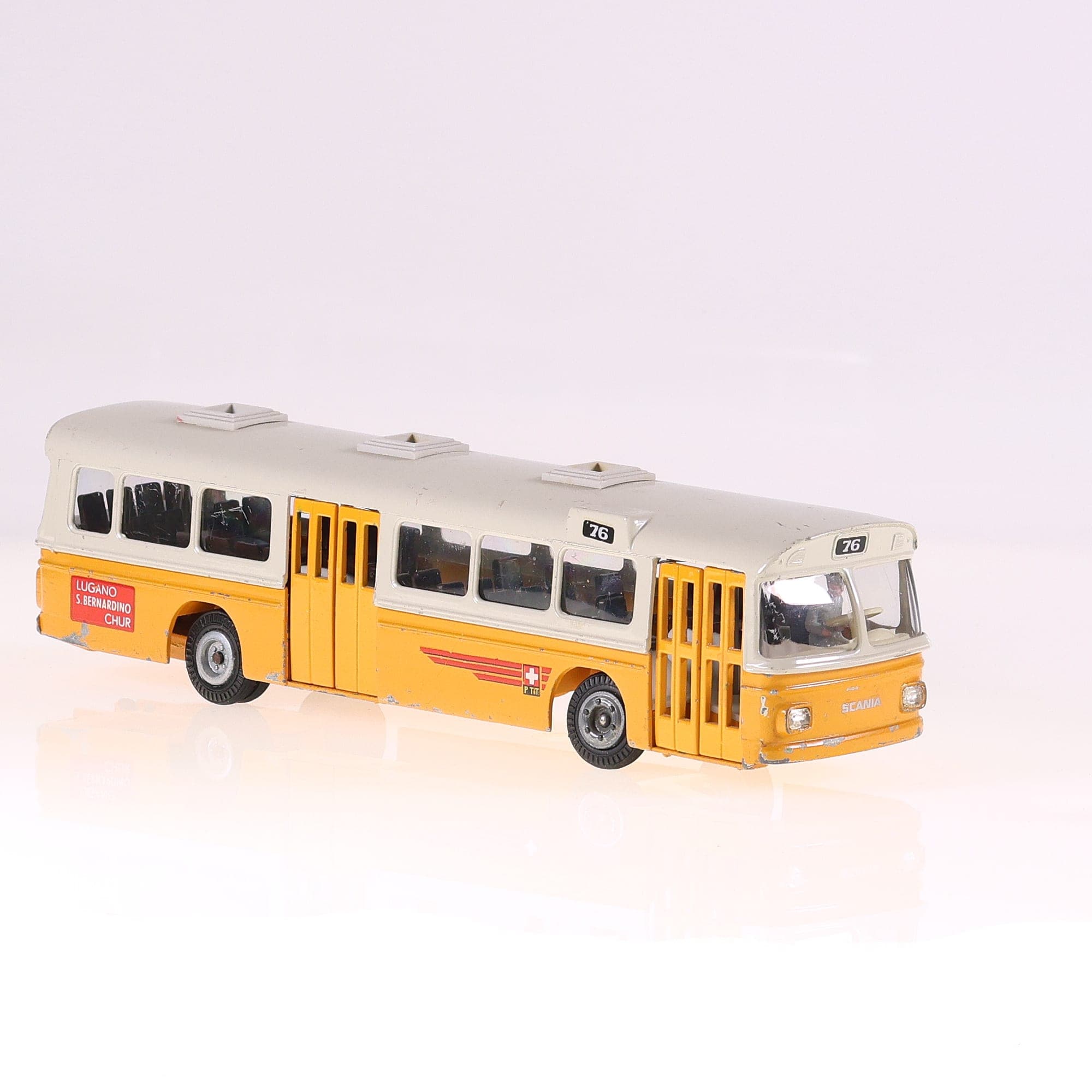 tekno 851 Scania Autobus PTT suisse 76 Lugano S.Bernardino Chur 1/50 jaune et gr — miniature 7