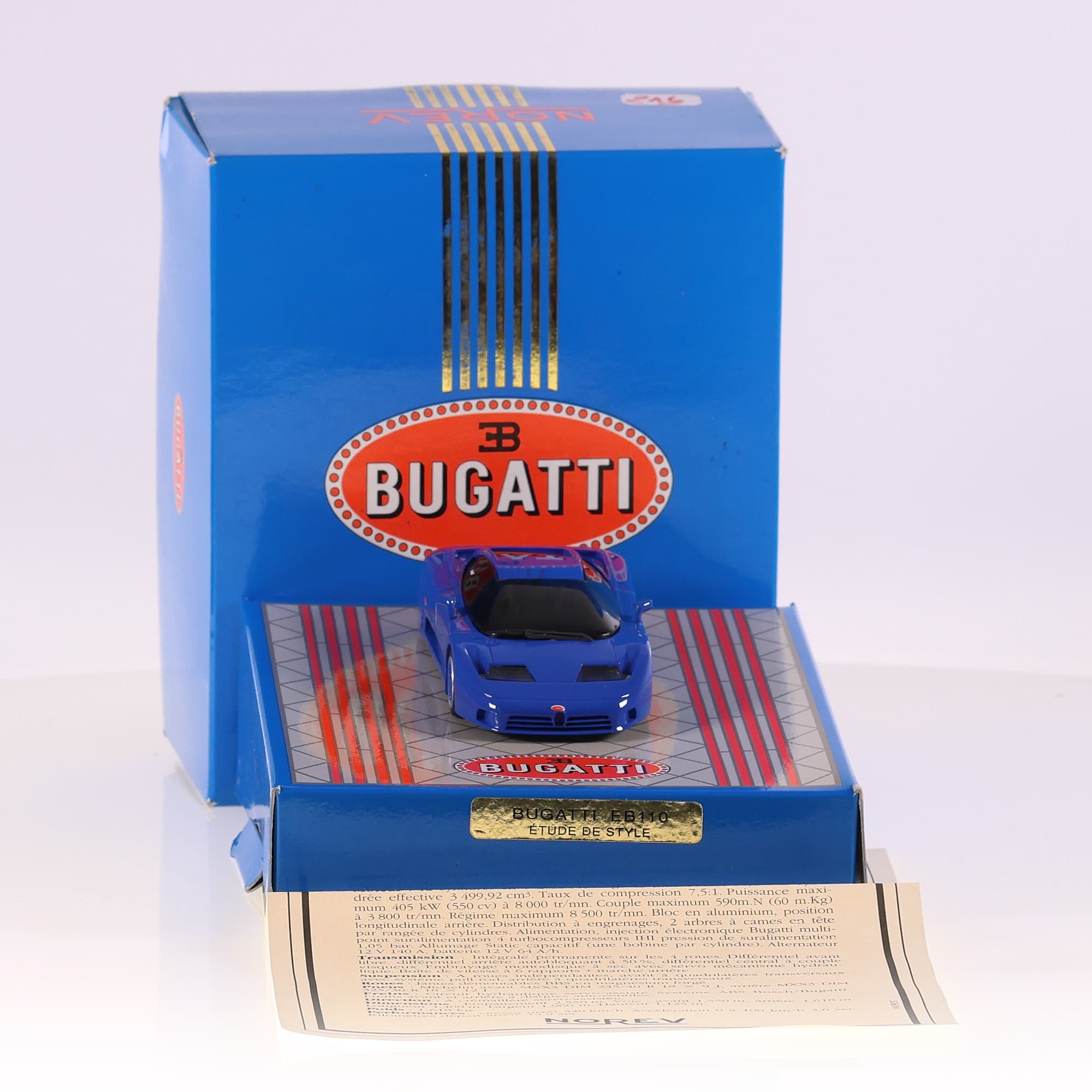 Norev Bugatti EB110 Étude de Style 1/43 Bleu avec boîte