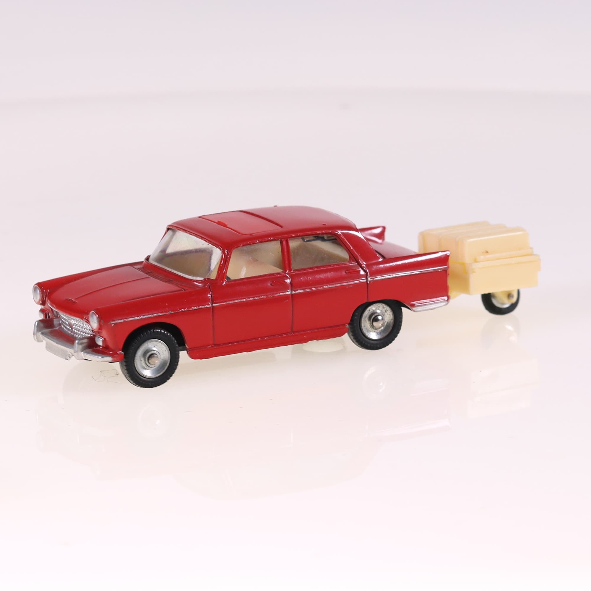 Dinky Toys 536 Peugeot 404 à toit ouvrant avec remorque monoroue 1/43 Rouge — miniature 2