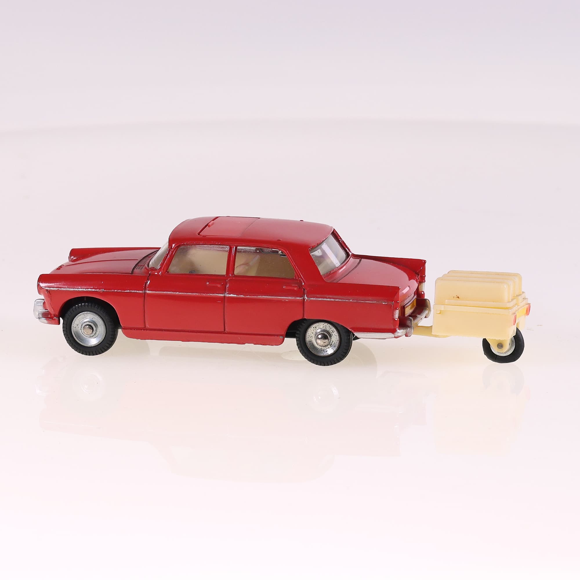 Dinky Toys 536 Peugeot 404 à toit ouvrant avec remorque monoroue 1/43 Rouge — miniature 3