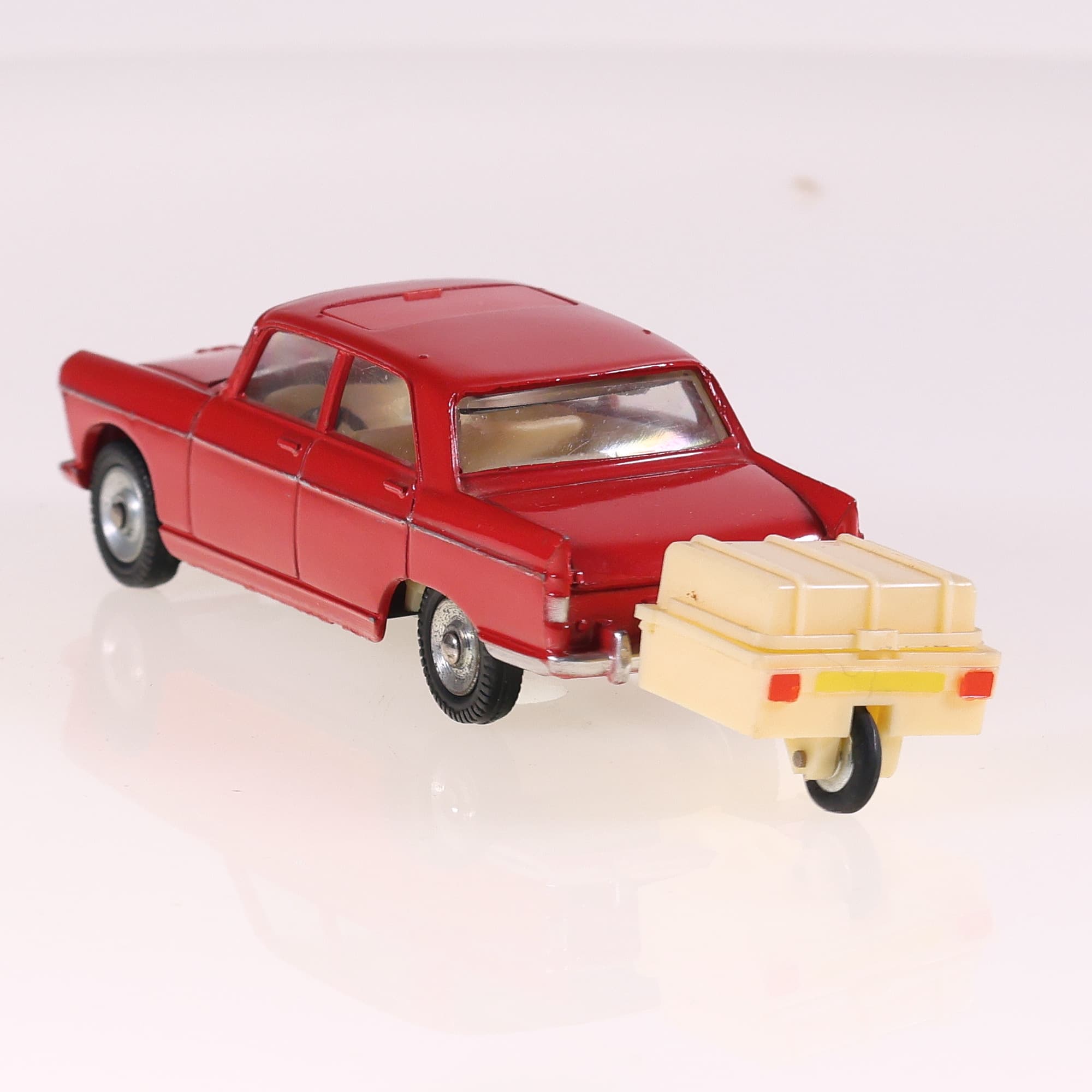 Dinky Toys 536 Peugeot 404 à toit ouvrant avec remorque monoroue 1/43 Rouge — miniature 4
