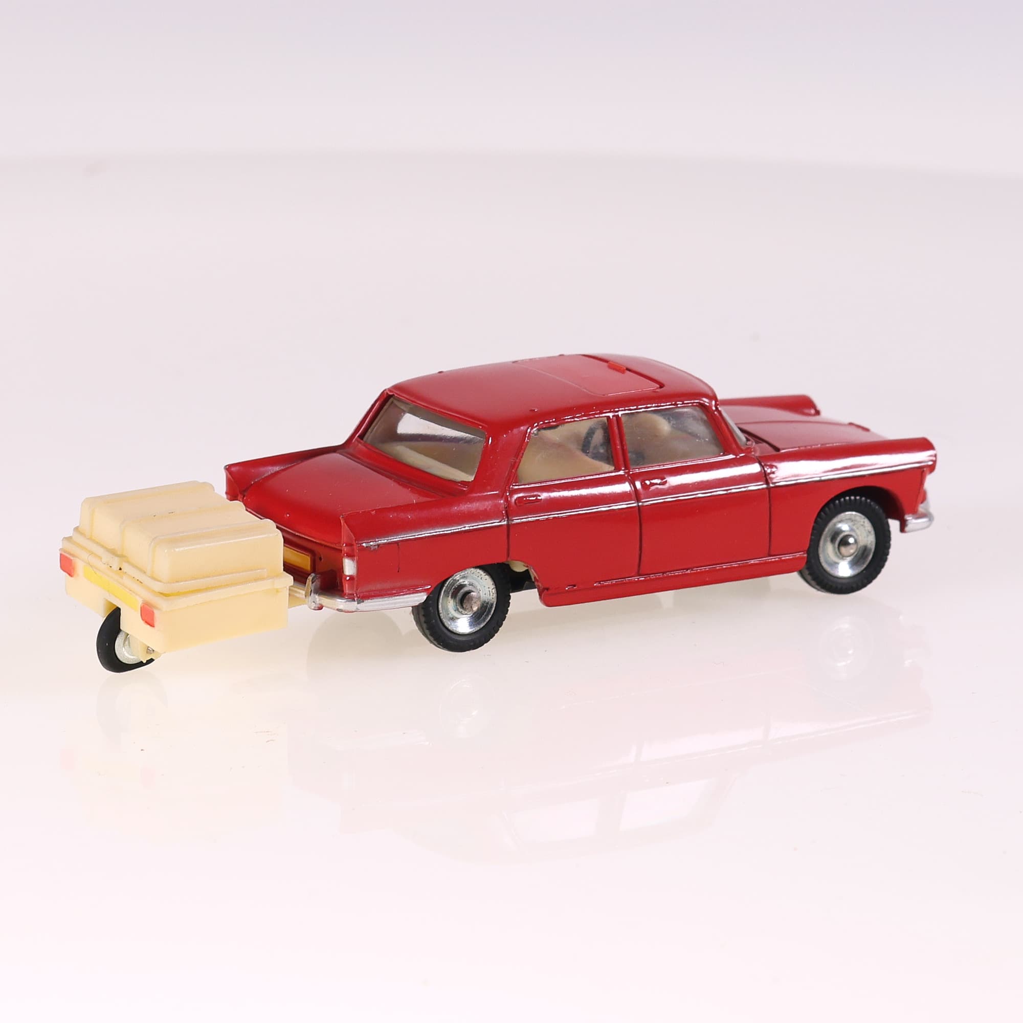 Dinky Toys 536 Peugeot 404 à toit ouvrant avec remorque monoroue 1/43 Rouge — miniature 6