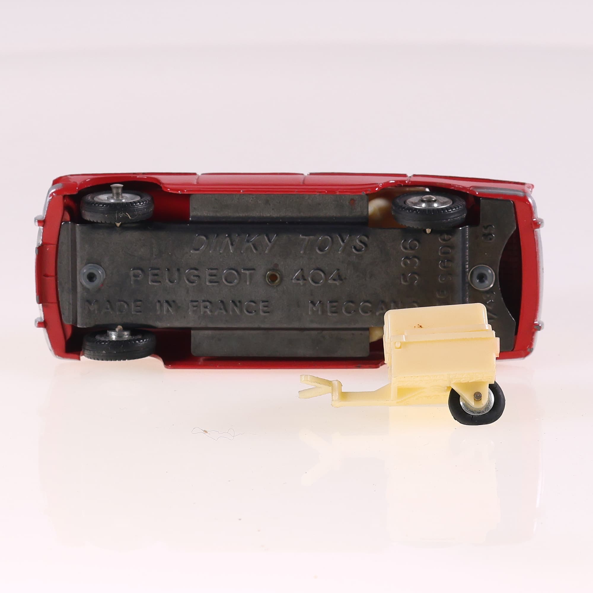 Dinky Toys 536 Peugeot 404 à toit ouvrant avec remorque monoroue 1/43 Rouge — miniature 10
