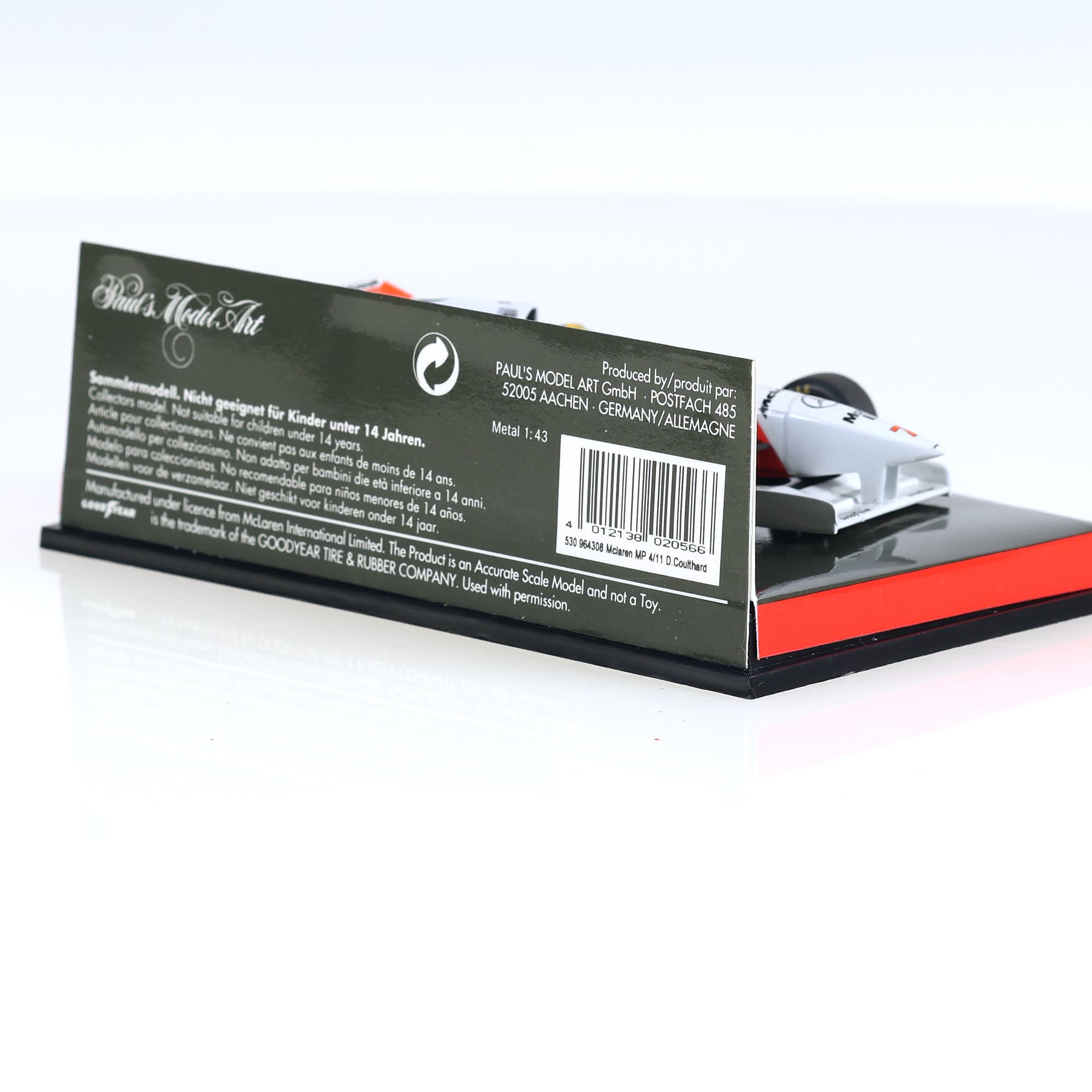 Minichamps 530 964308 McLaren MP4/11 D.Coulthard D.Coulthard #7 1/43 Blanc — miniature 7