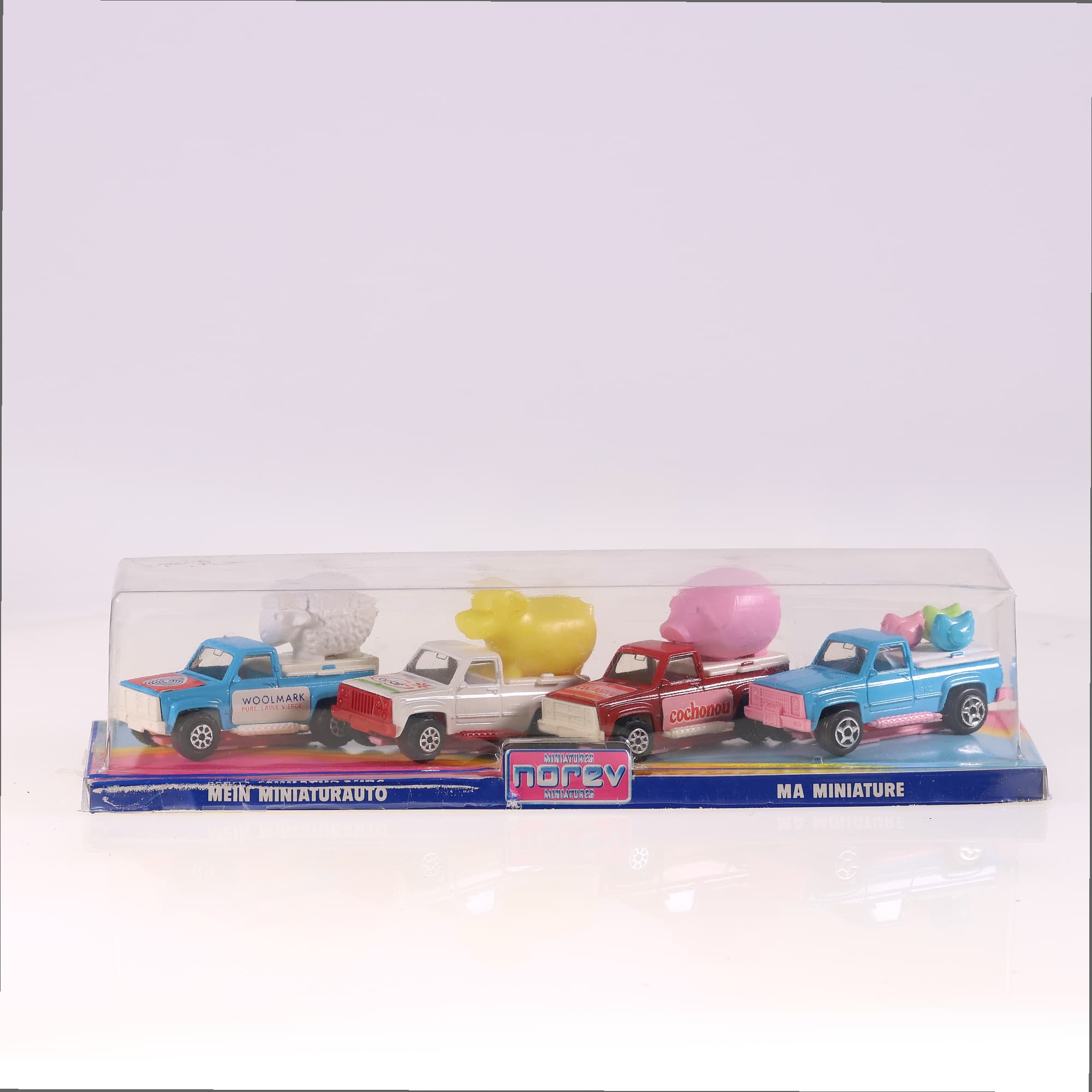 Norev 1600 Pick-up Ma Miniature Woolmark Cochonou  7 cm set de 4 en boîte