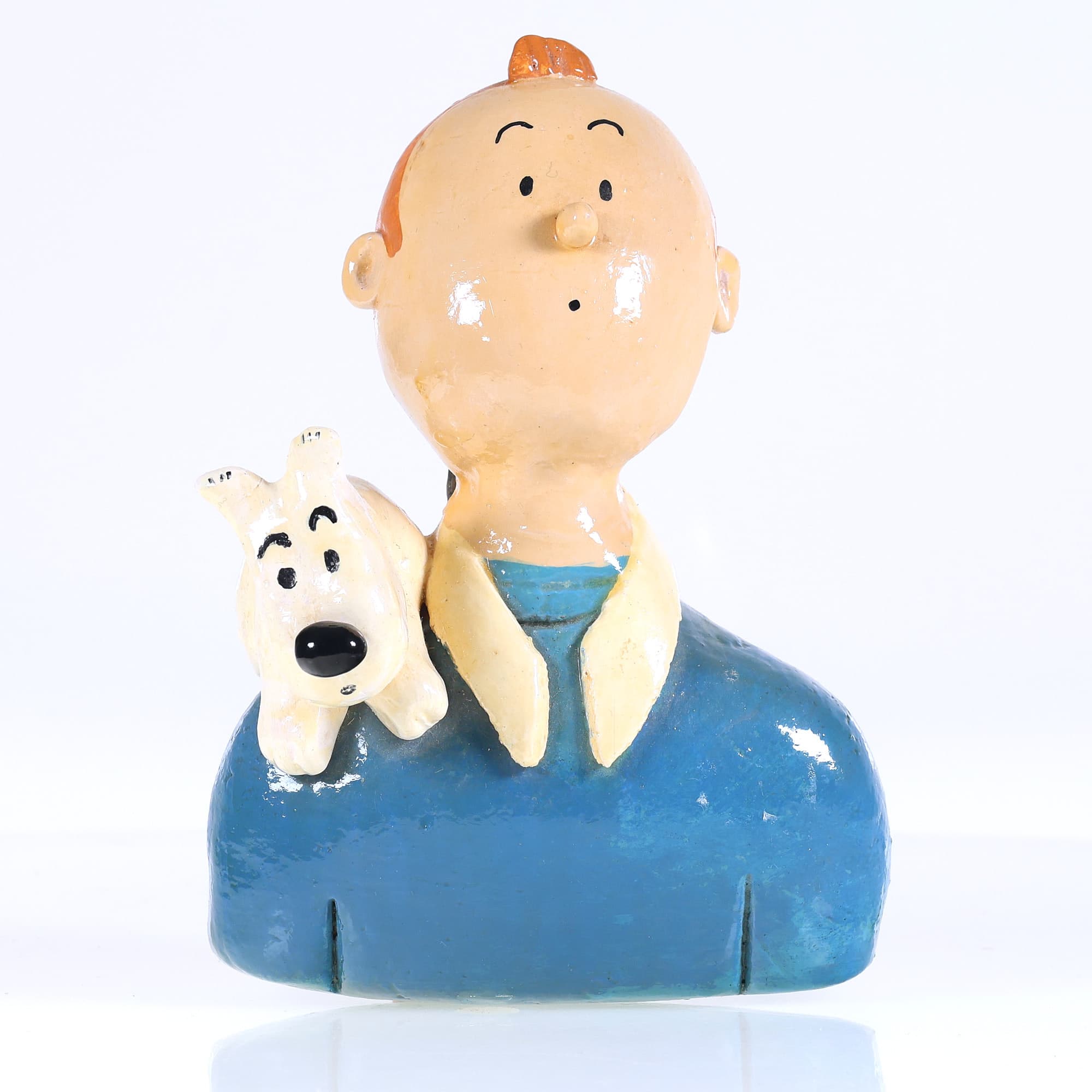 artisanal Tintin buste Tintin et Milou Figurine en pâte à sel 15 cm