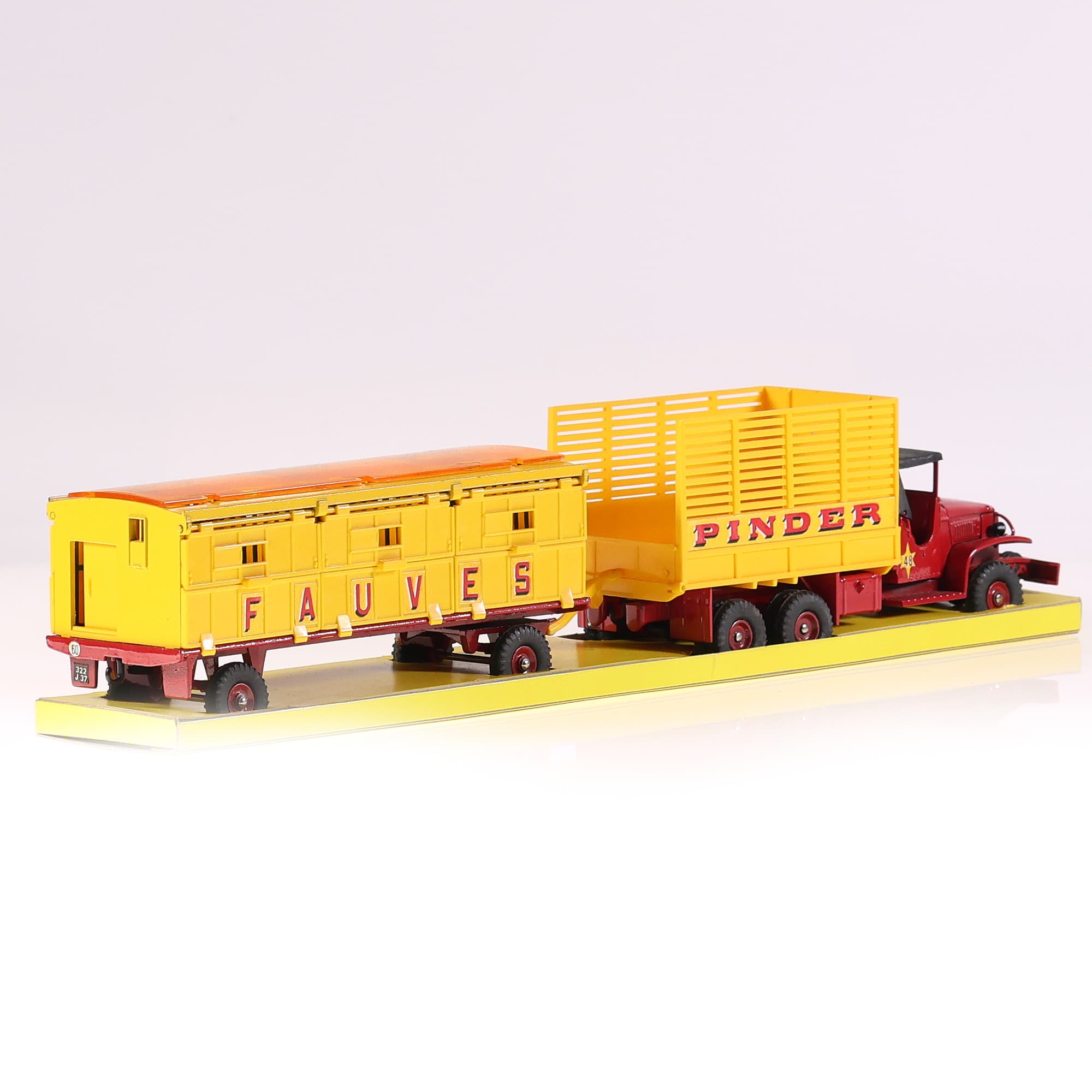 Dinky Toys 881 Pinder Camion G.M.C. avec Remorque-Cage et Fauves 1/43 Bicolore — miniature 6