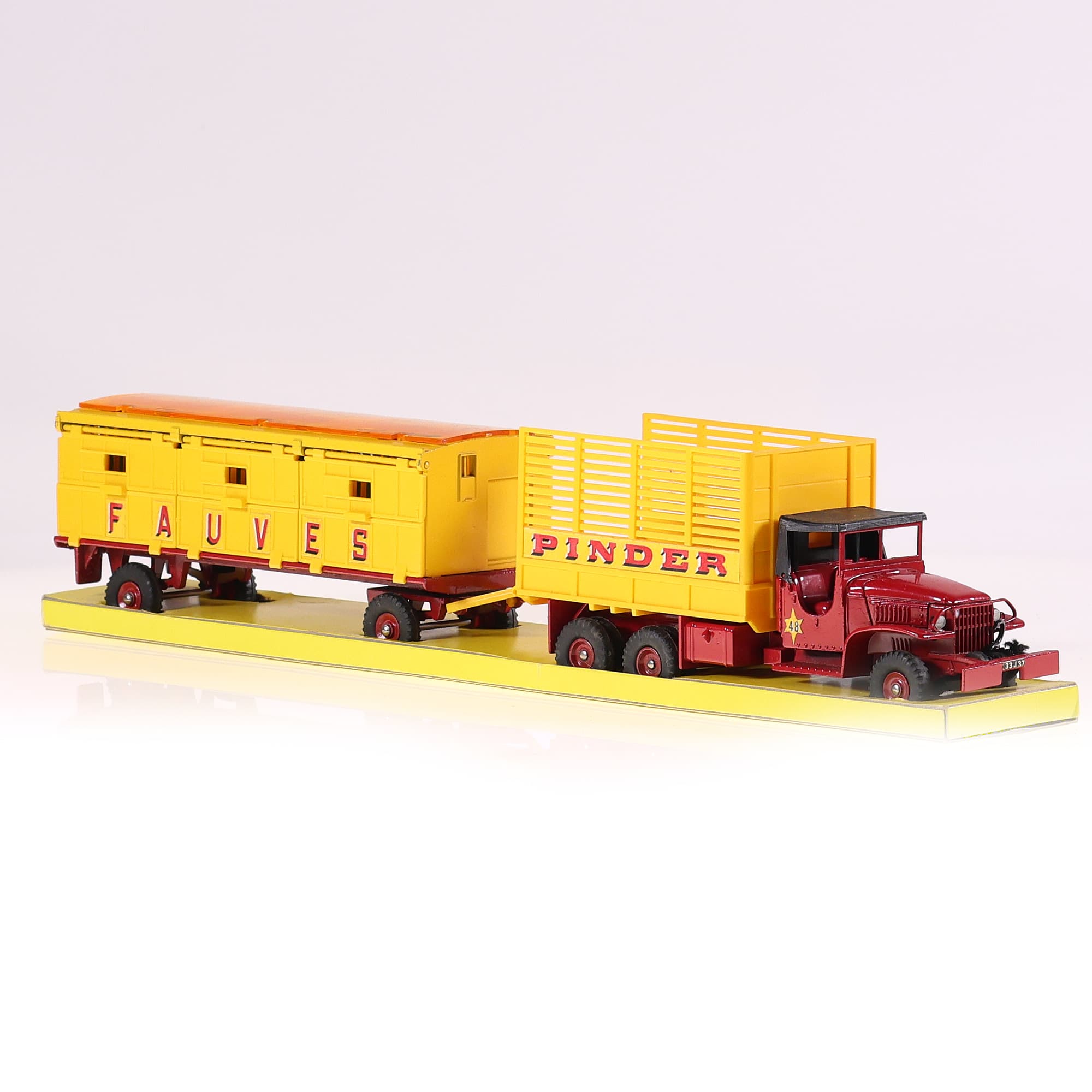 Dinky Toys 881 Pinder Camion G.M.C. avec Remorque-Cage et Fauves 1/43 Bicolore — miniature 8