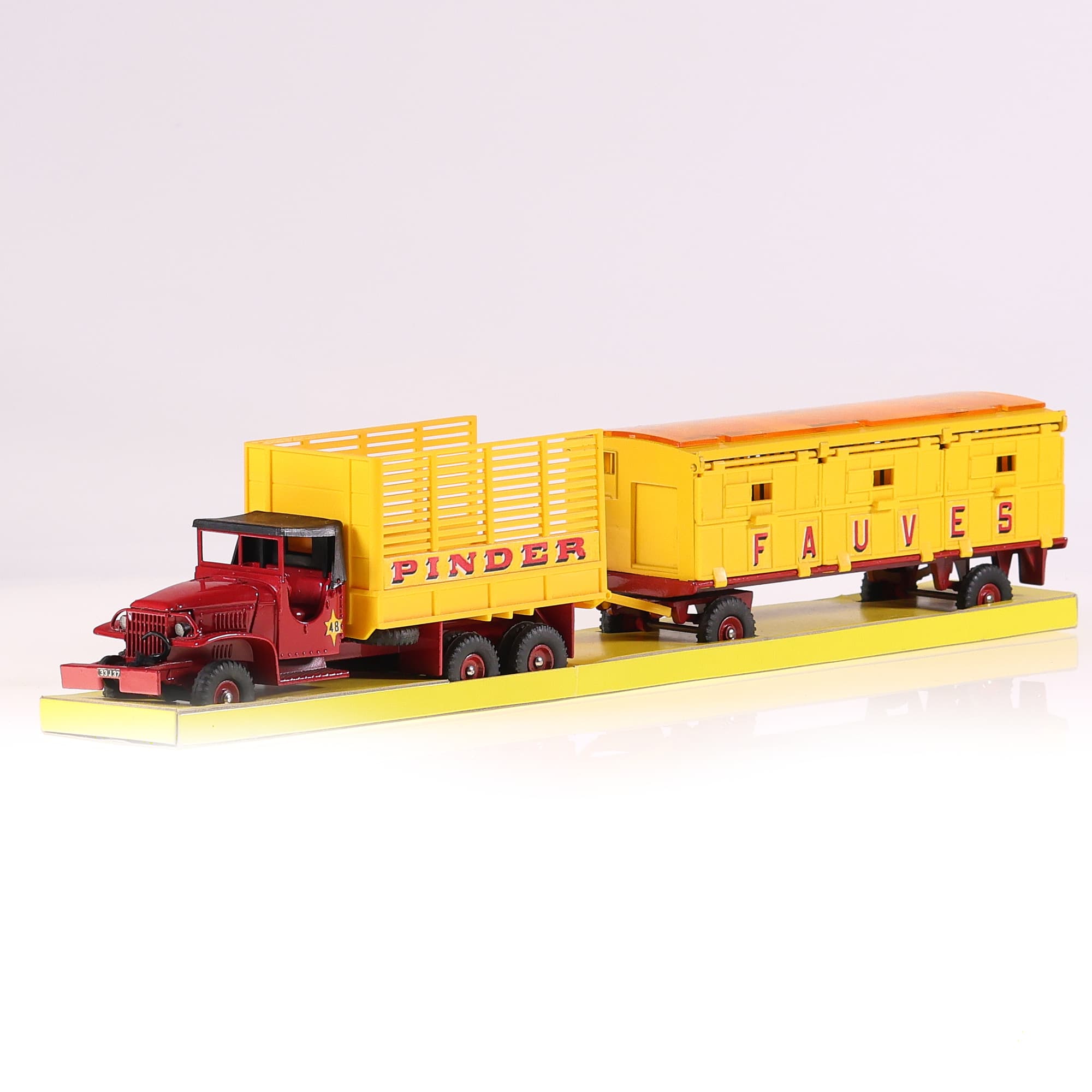 Dinky Toys 881 Pinder Camion G.M.C. avec Remorque-Cage et Fauves 1/43 Bicolore — miniature 10