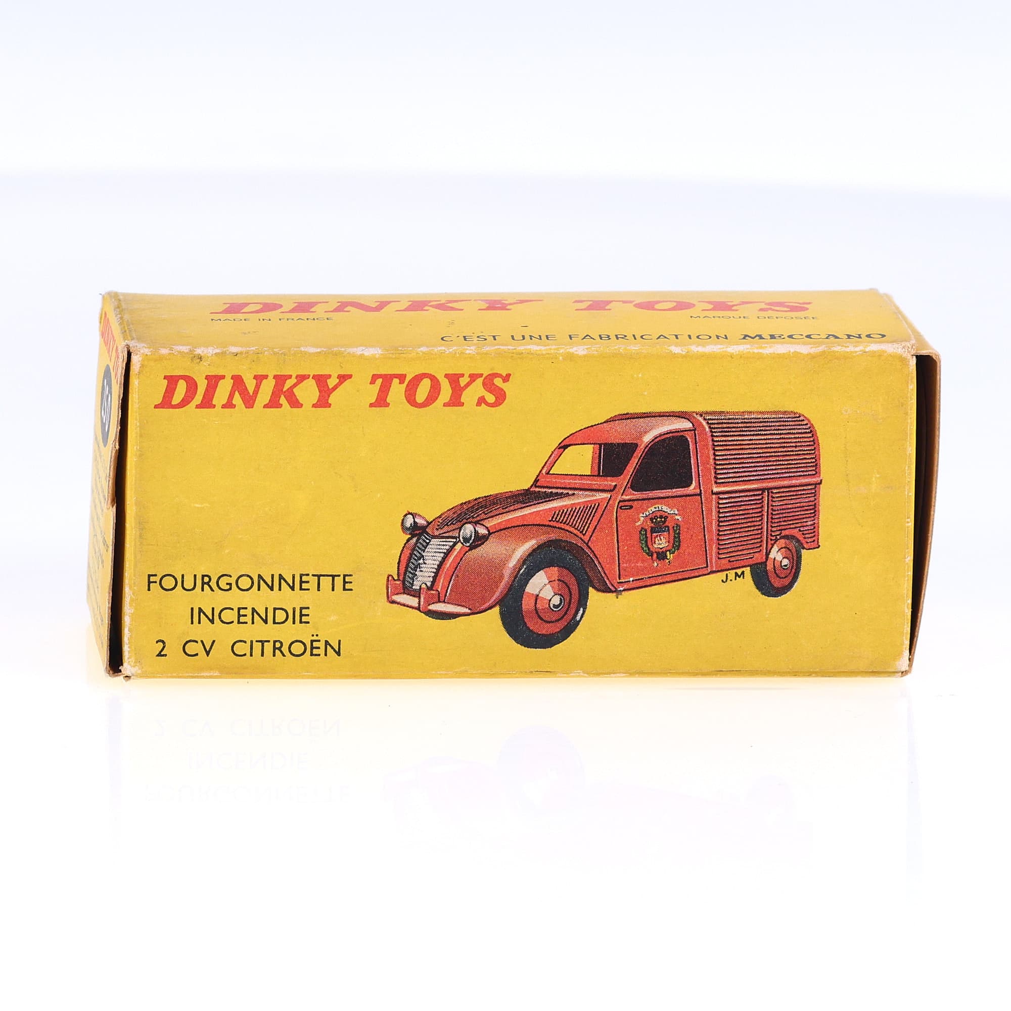 Dinky Toys 25 D Citroën Fourgonnette Incendie 2 CV 1/43 Rouge brillant en boîte — miniature 11