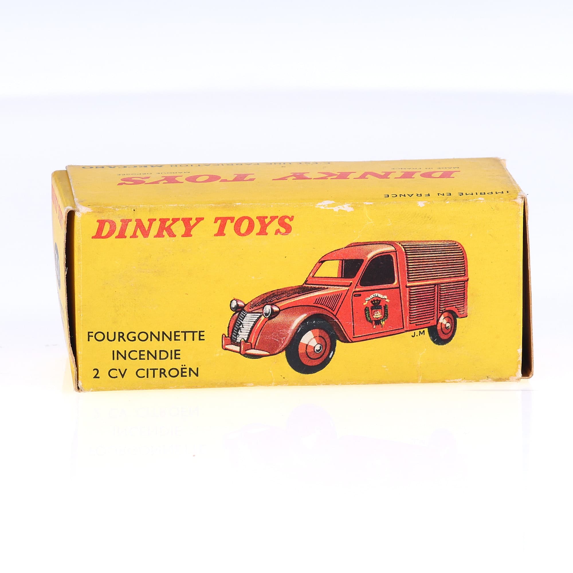Dinky Toys 25 D Citroën Fourgonnette Incendie 2 CV 1/43 Rouge brillant en boîte — miniature 13