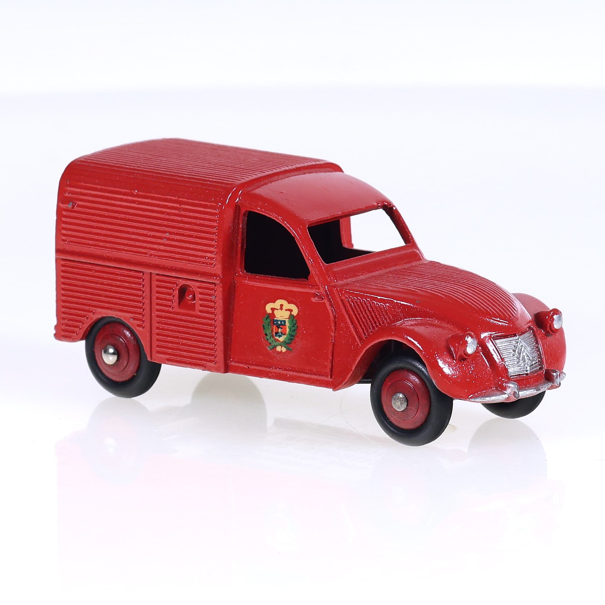 Dinky Toys 25 D Citroën Fourgonnette Incendie 2 CV 1/43 Rouge brillant en boîte — miniature 7