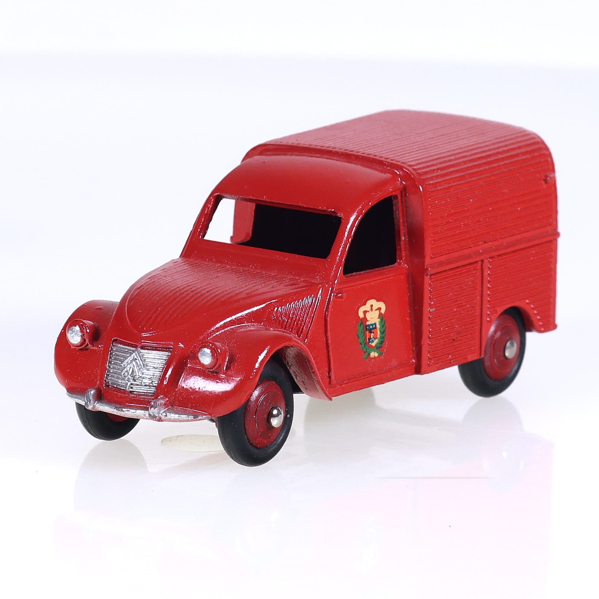 Dinky Toys 25 D Citroën Fourgonnette Incendie 2 CV 1/43 Rouge brillant en boîte — miniature 9