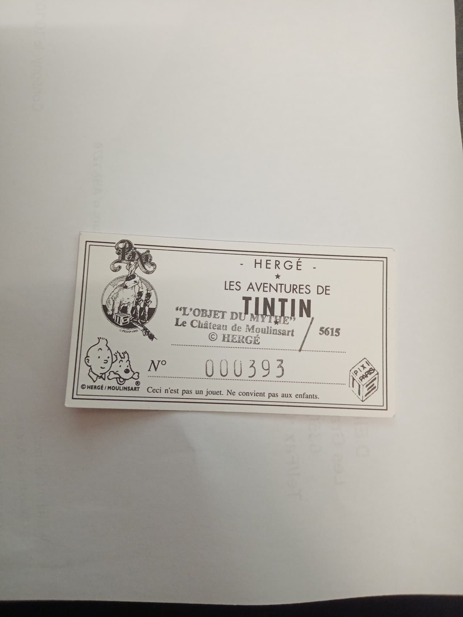 PIXI 5615 Tintin 5615 L'Objet du mythe - Le Château de Moulinsart 1996 avec cert — miniature 10
