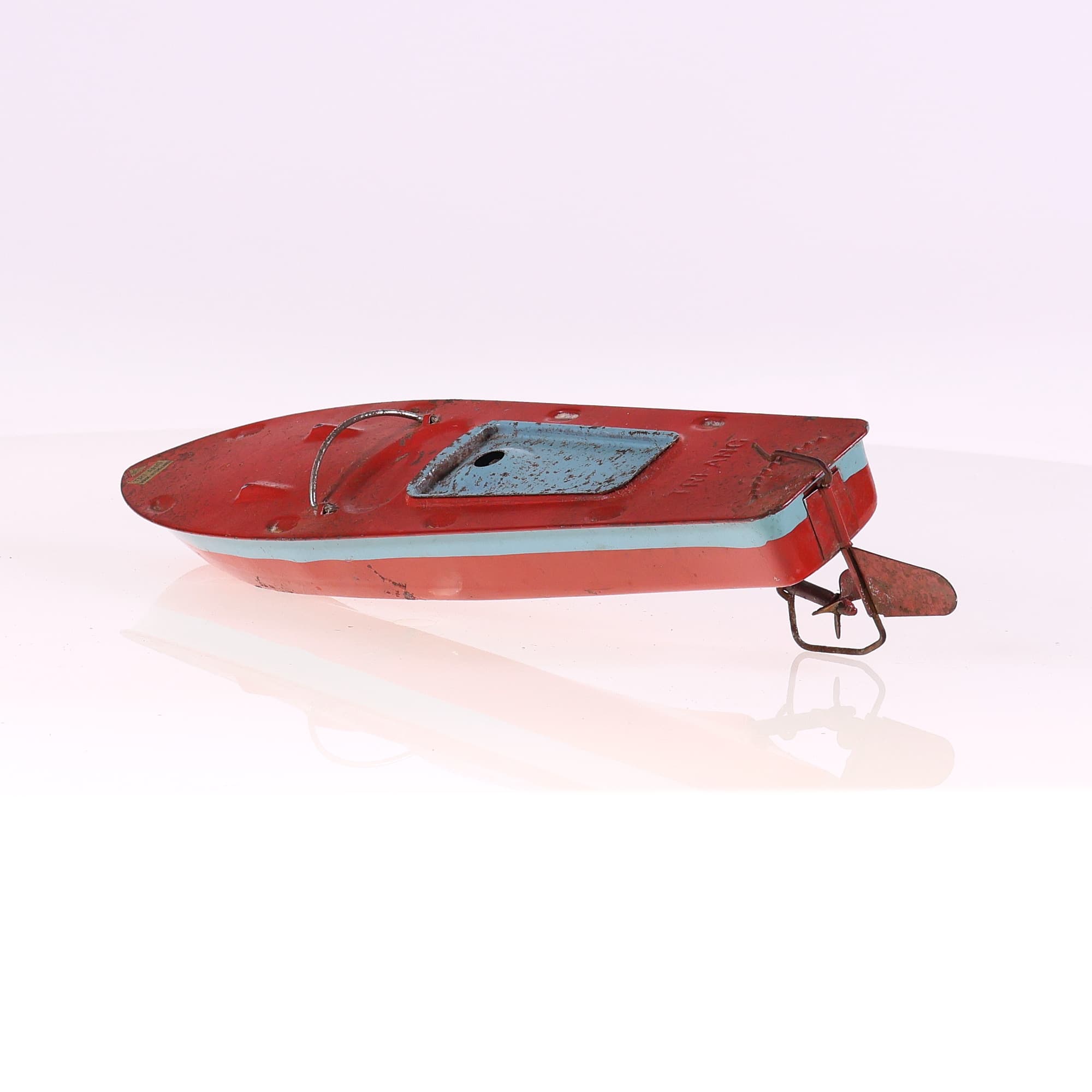 Tri-Ang canot mécanique Bicolore 26 cm Grade B sans boîte — miniature 3