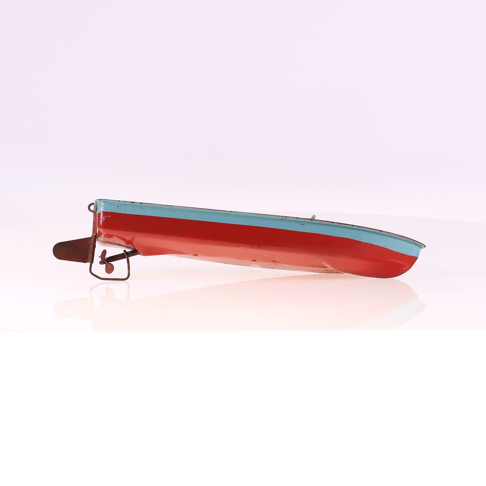Tri-Ang canot mécanique Bicolore 26 cm Grade B sans boîte — miniature 6