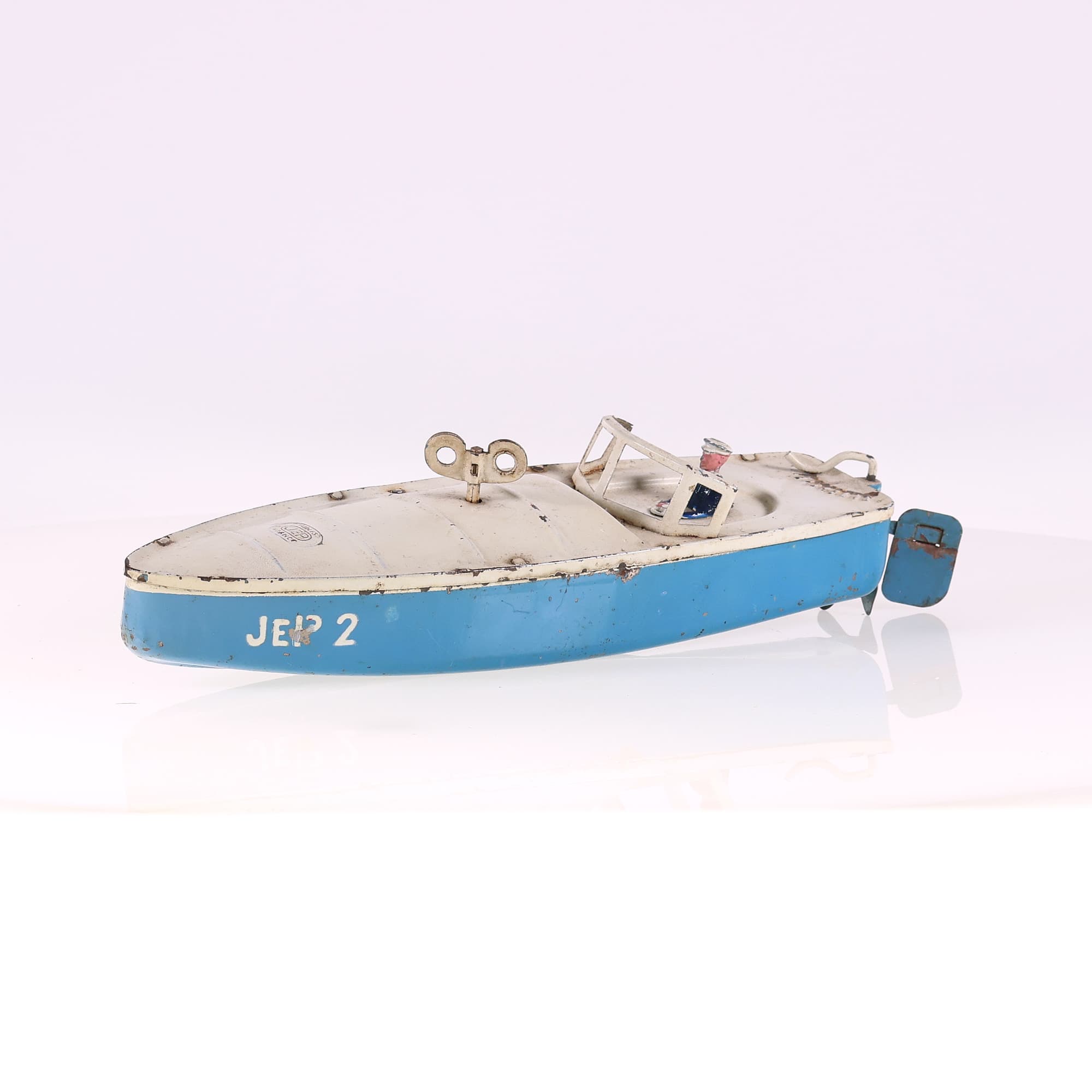 JEP canot mécanique JEP 2 Bateau Bicolore 31 cm moteur fonctionnel