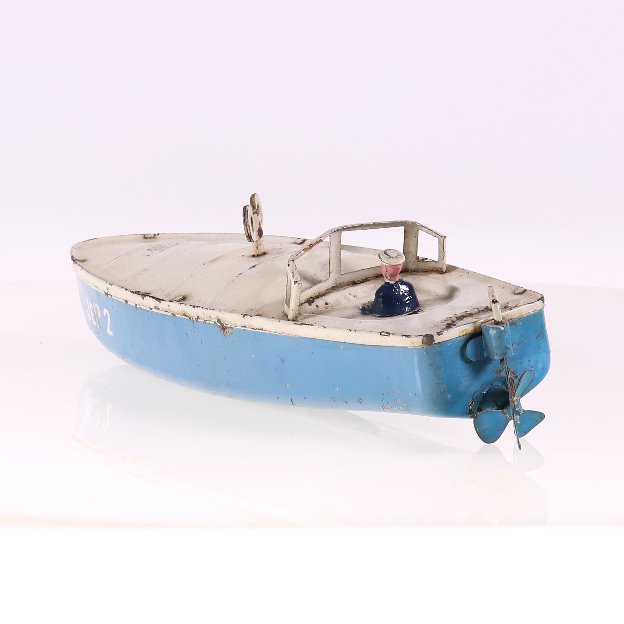 JEP canot mécanique JEP 2 Bateau Bicolore 31 cm moteur fonctionnel — miniature 3