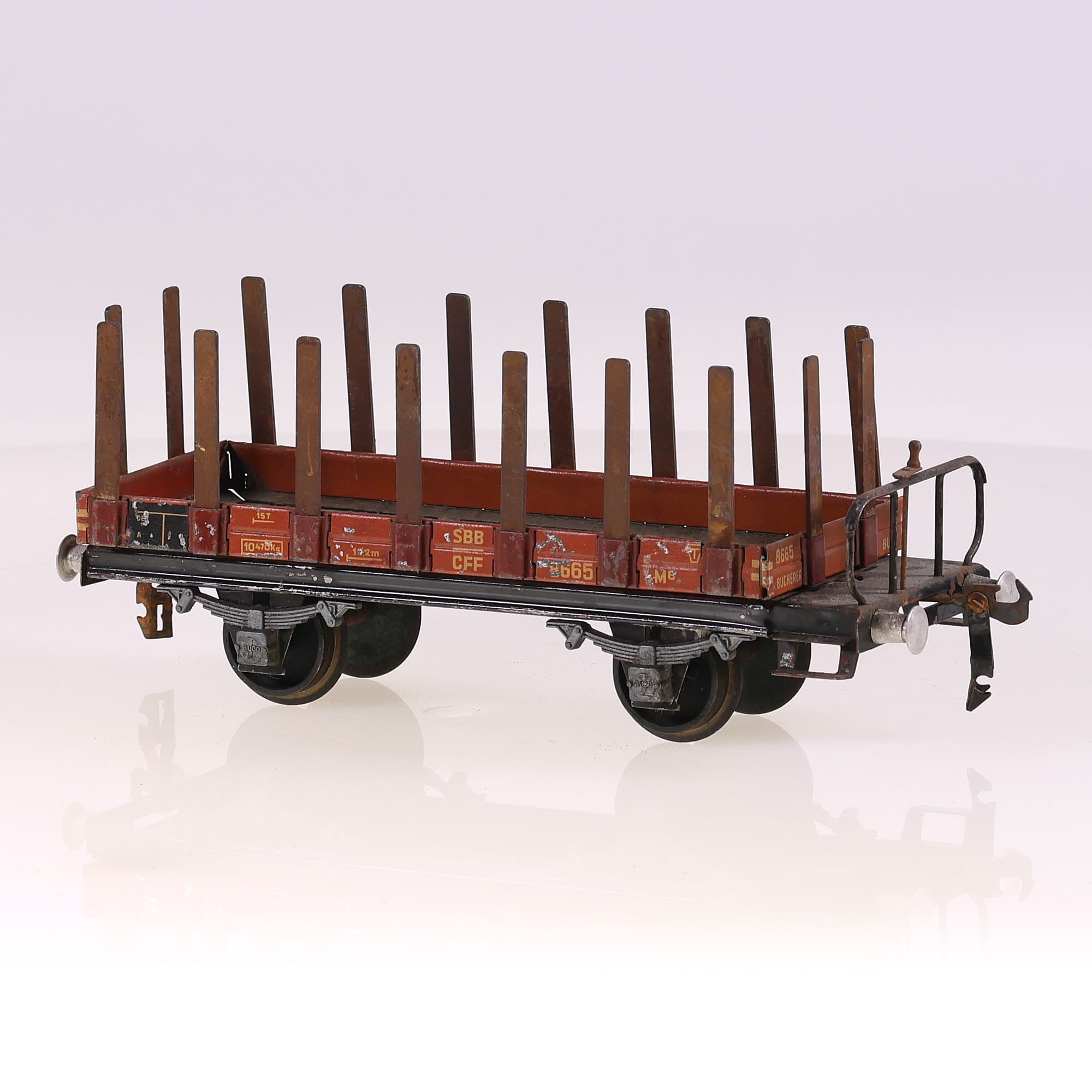 BUCO wagon SBB CFF marchandises plat 8665 ridelles O  — miniature 3