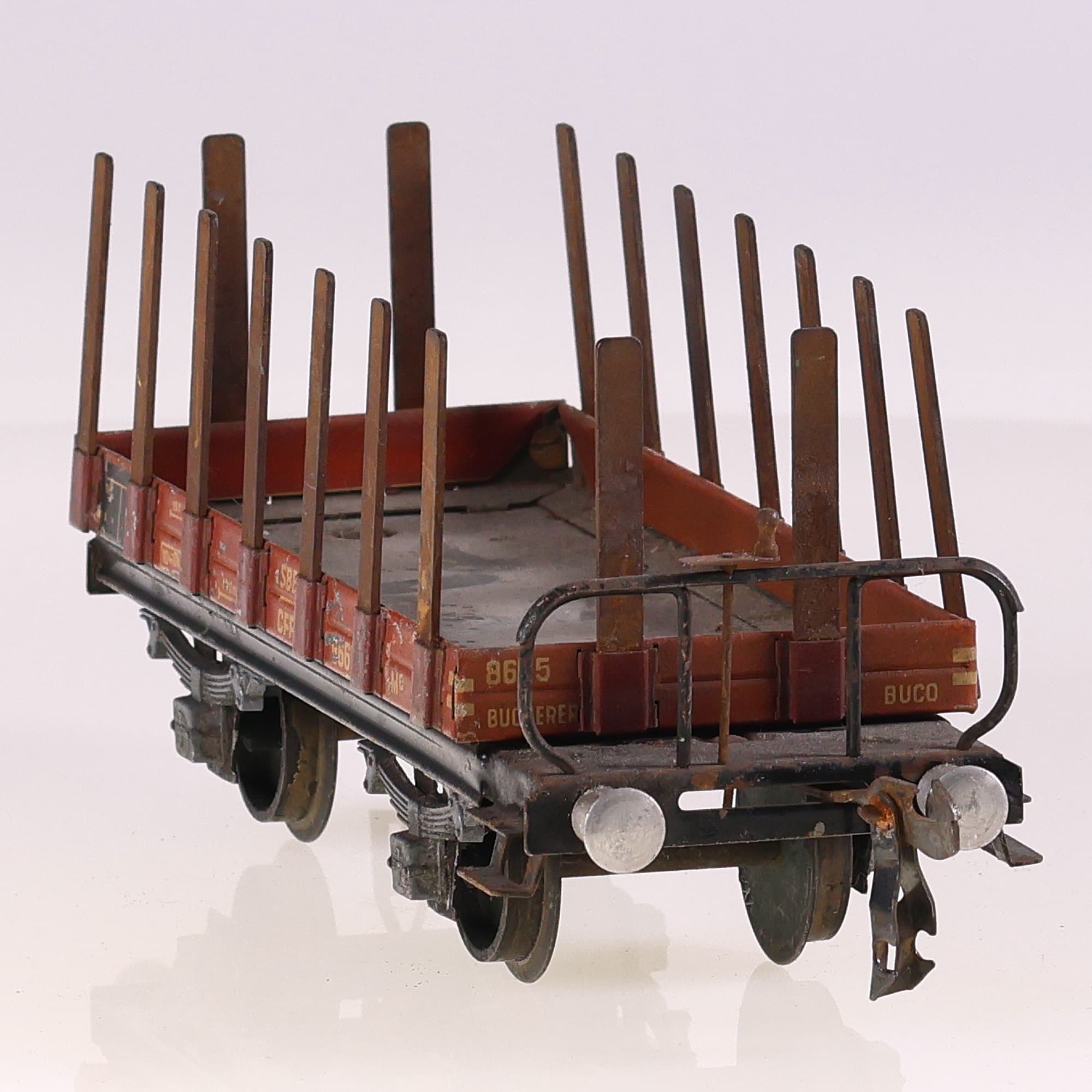 BUCO wagon SBB CFF marchandises plat 8665 ridelles O  — miniature 4