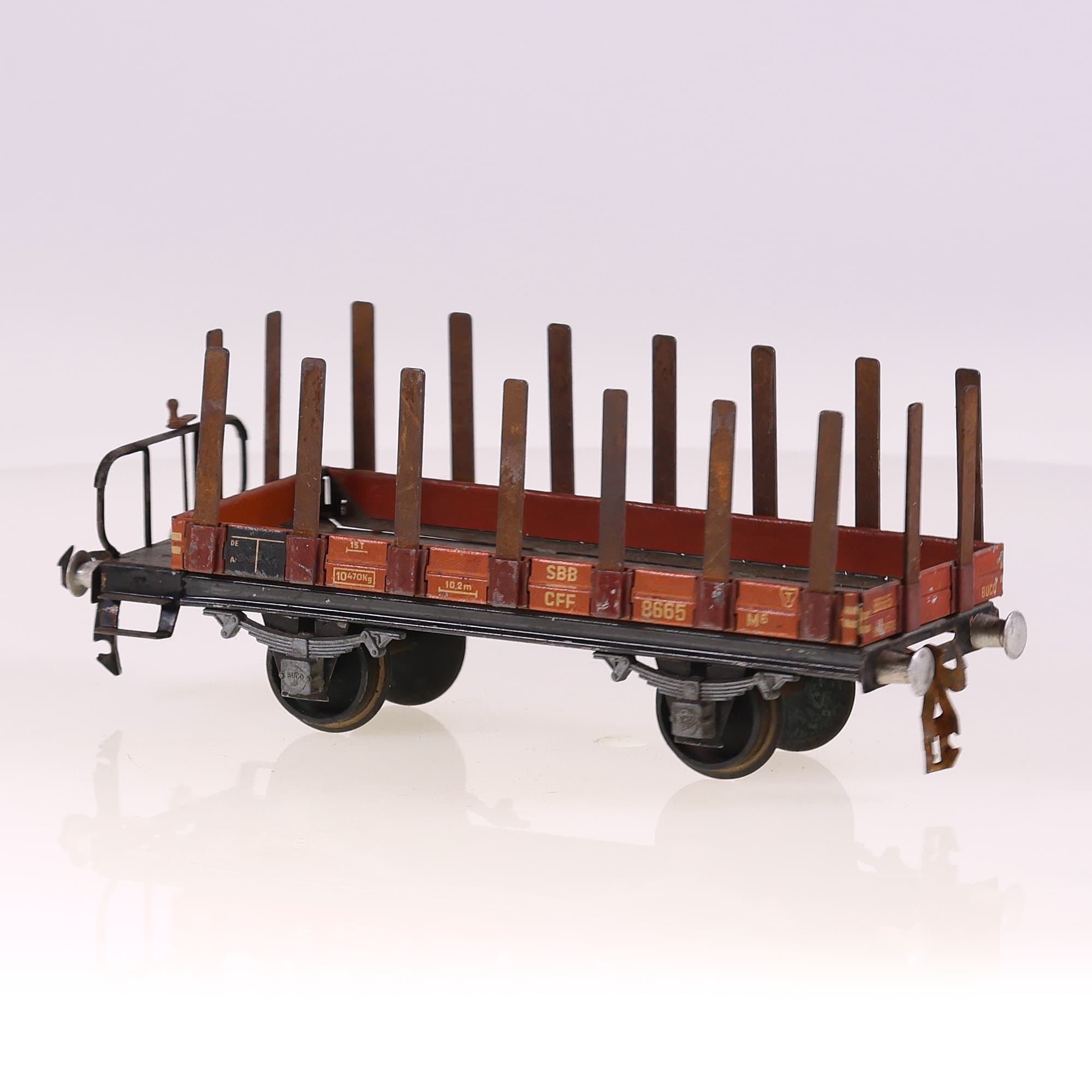 BUCO wagon SBB CFF marchandises plat 8665 ridelles O  — miniature 7