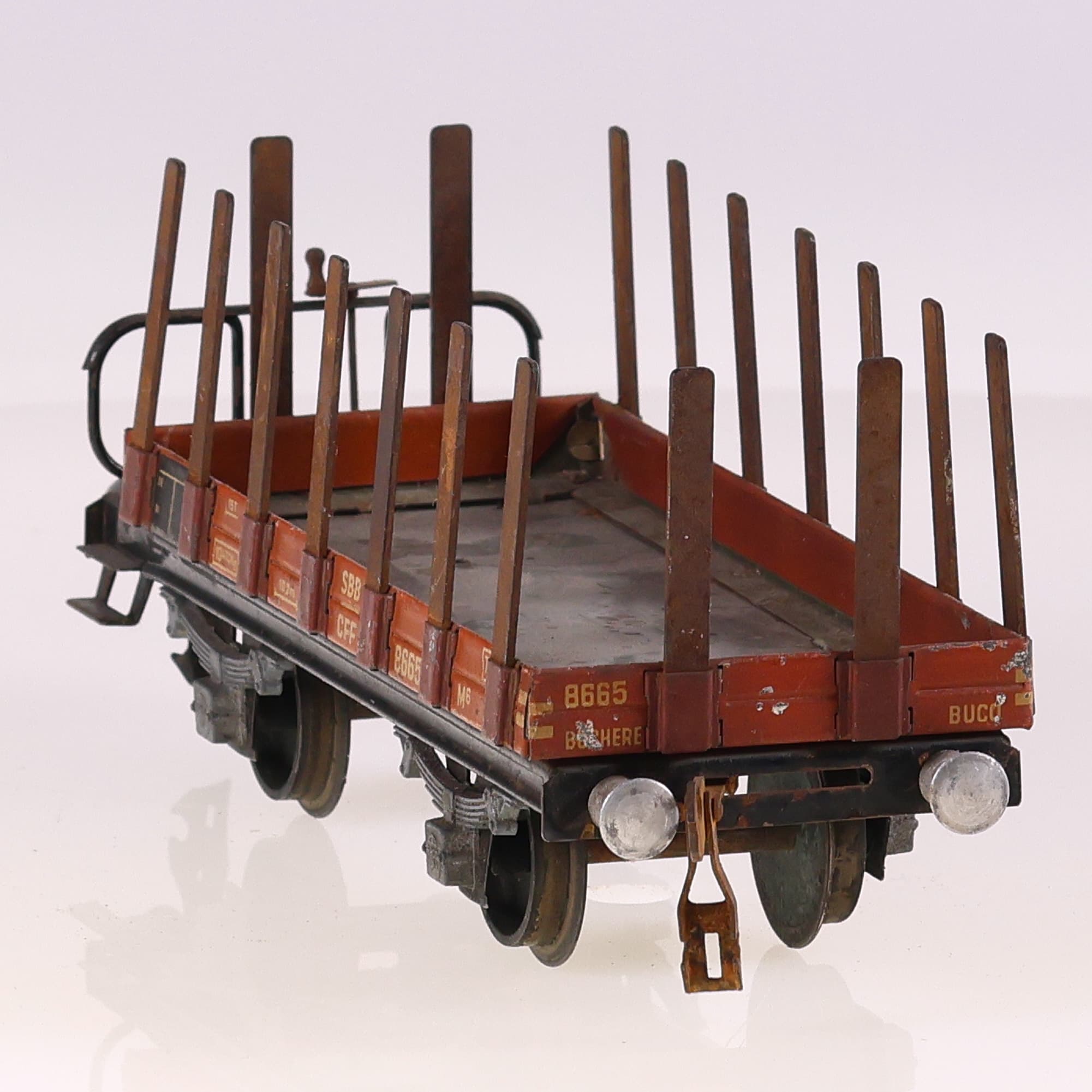 BUCO wagon SBB CFF marchandises plat 8665 ridelles O  — miniature 8