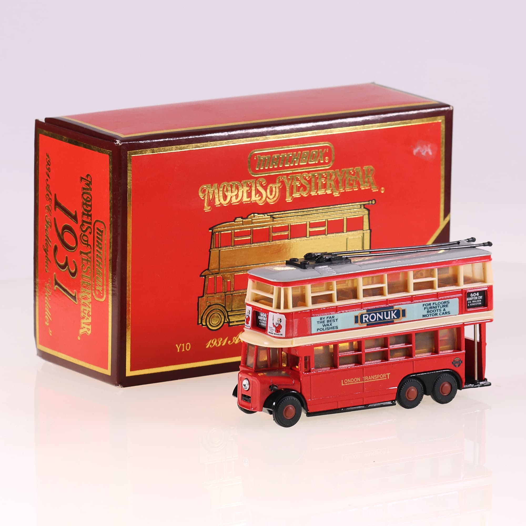 Matchbox Y10 AEC Trolleybus 'Diddler' 1931 11 cm Bicolore avec boîte
