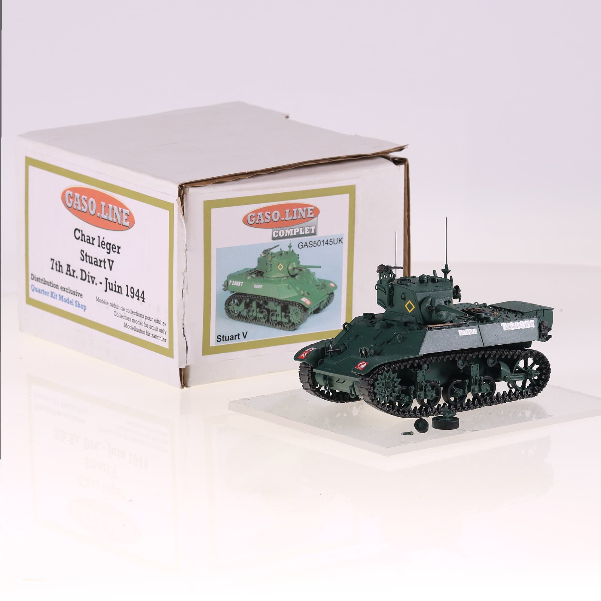 Gaso.Line GAS50145UK Stuart Char léger V 7th Ar. Div. - Juin 1944 #53 1/43 Vert  — photo 1