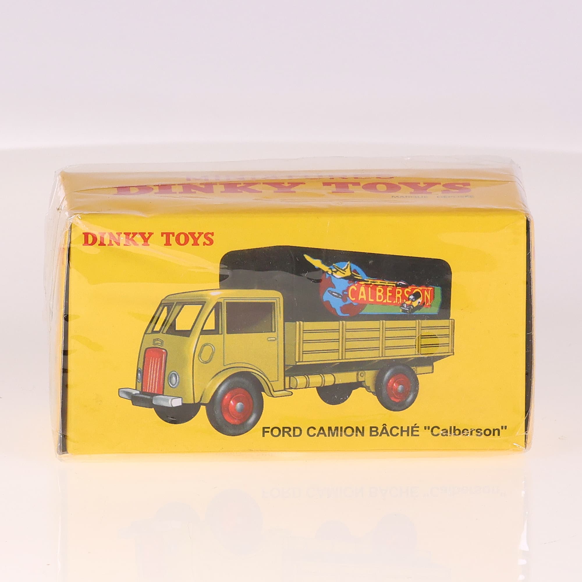 Atlas Dinky 25 JJ Ford Camion Bâché "Calberson" 1/43 Jaune avec boîte