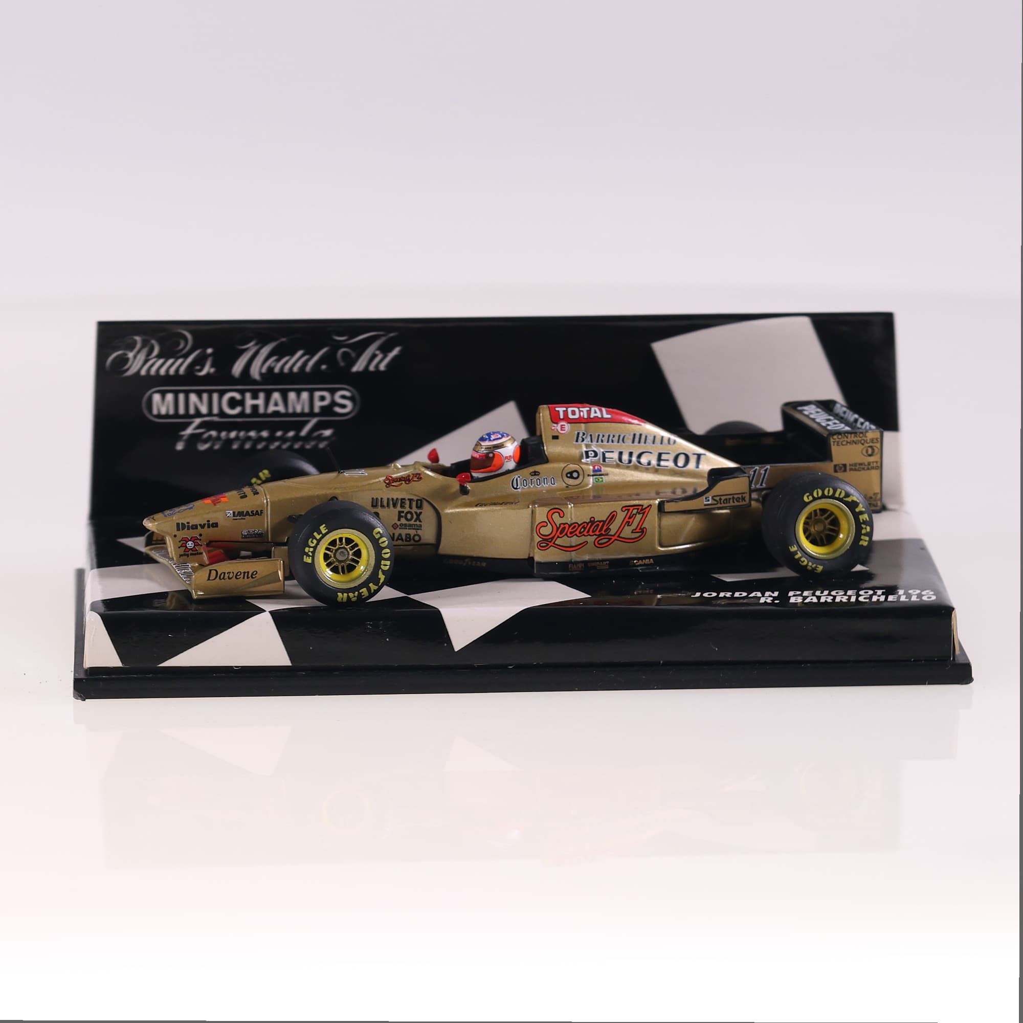 Minichamps Jordan Peugeot 196 Barrichello #11 1/43 Or avec boîte — miniature 2