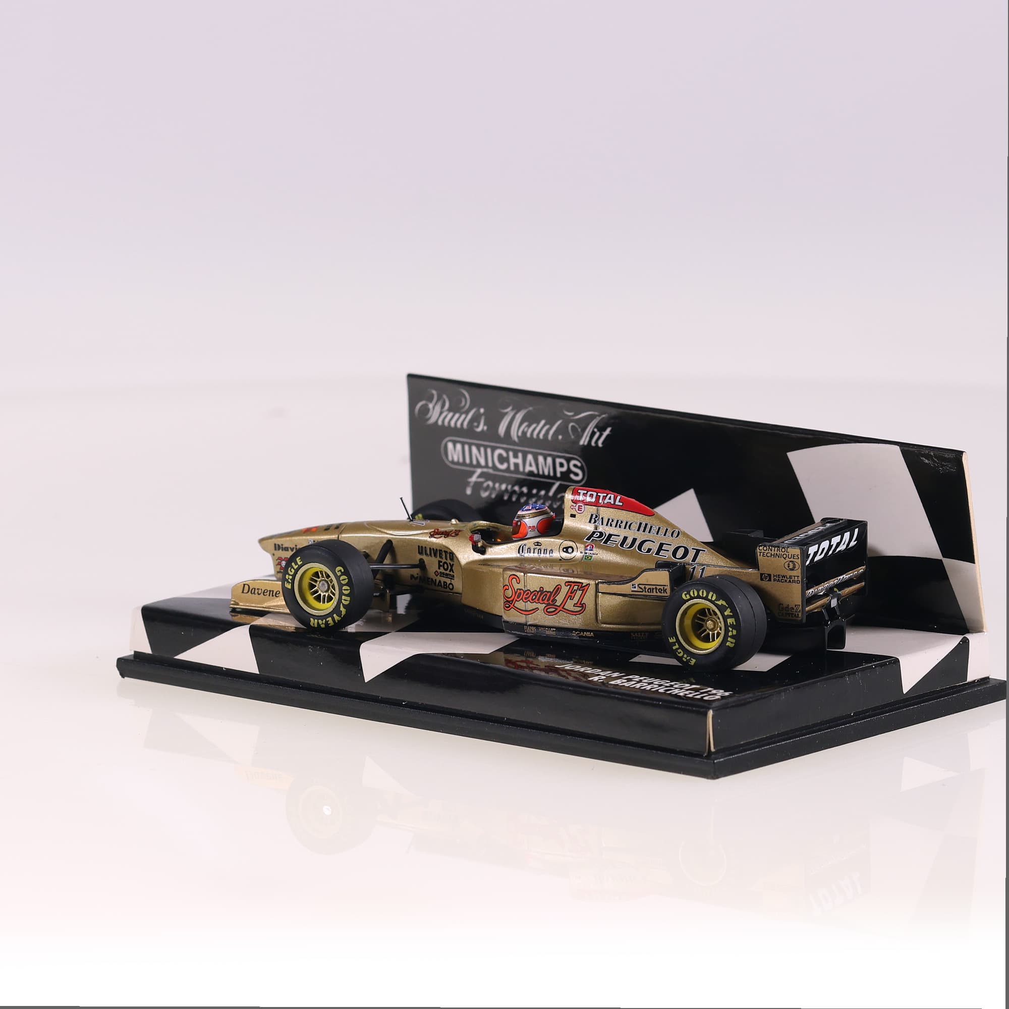 Minichamps Jordan Peugeot 196 Barrichello #11 1/43 Or avec boîte — miniature 3