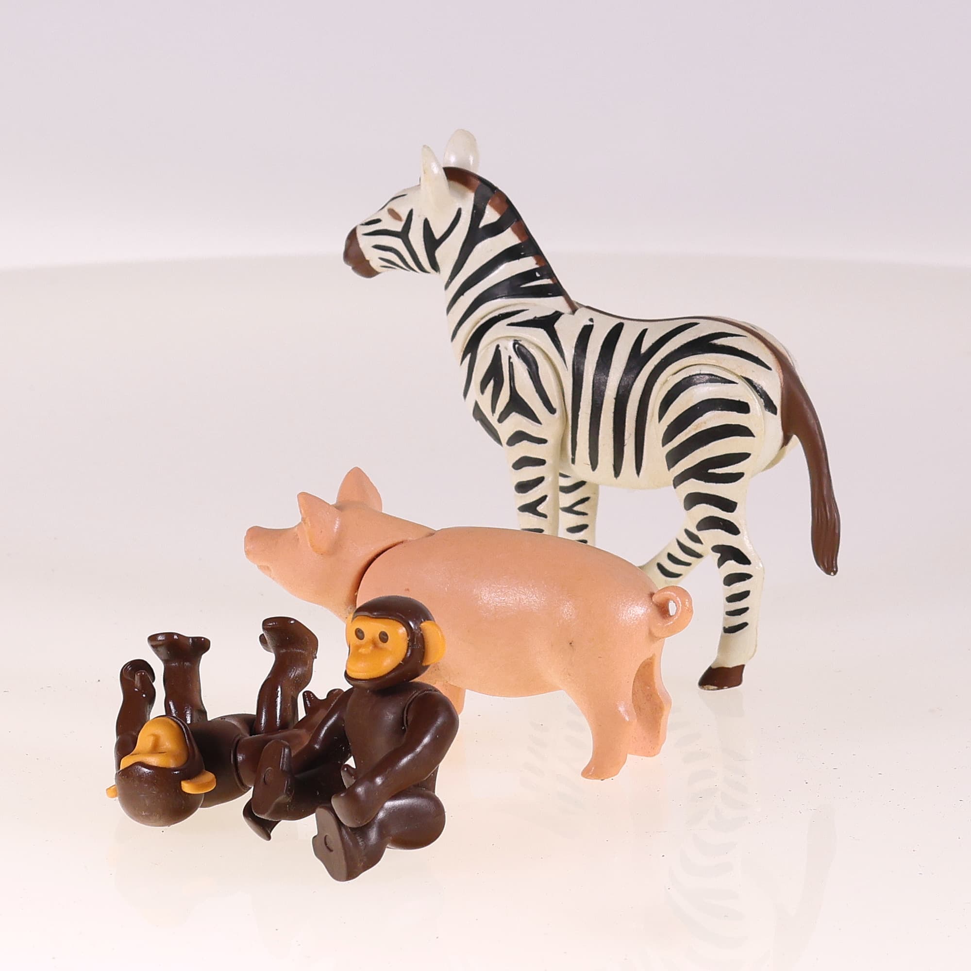 Playmobil Animaux zoo zèbre, cochon et singes Animaux Grade S sans boîte — miniature 4
