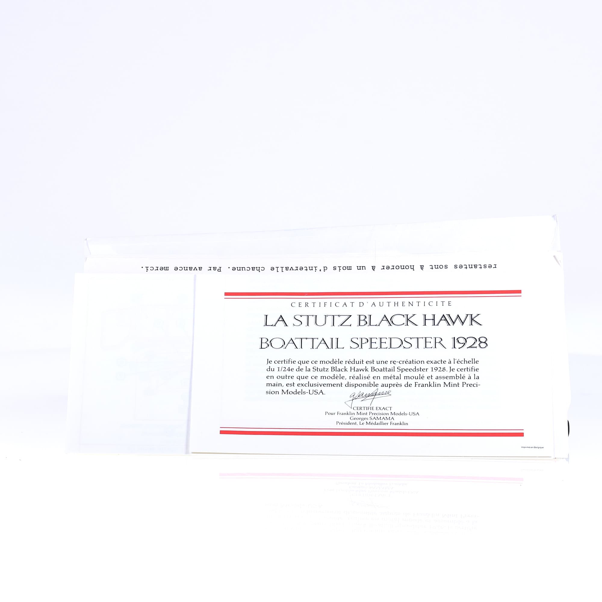 Franklin Mint Stutz Black Hawk Boattail Speedster 1928 1/24 Rouge avec boîte — miniature 11