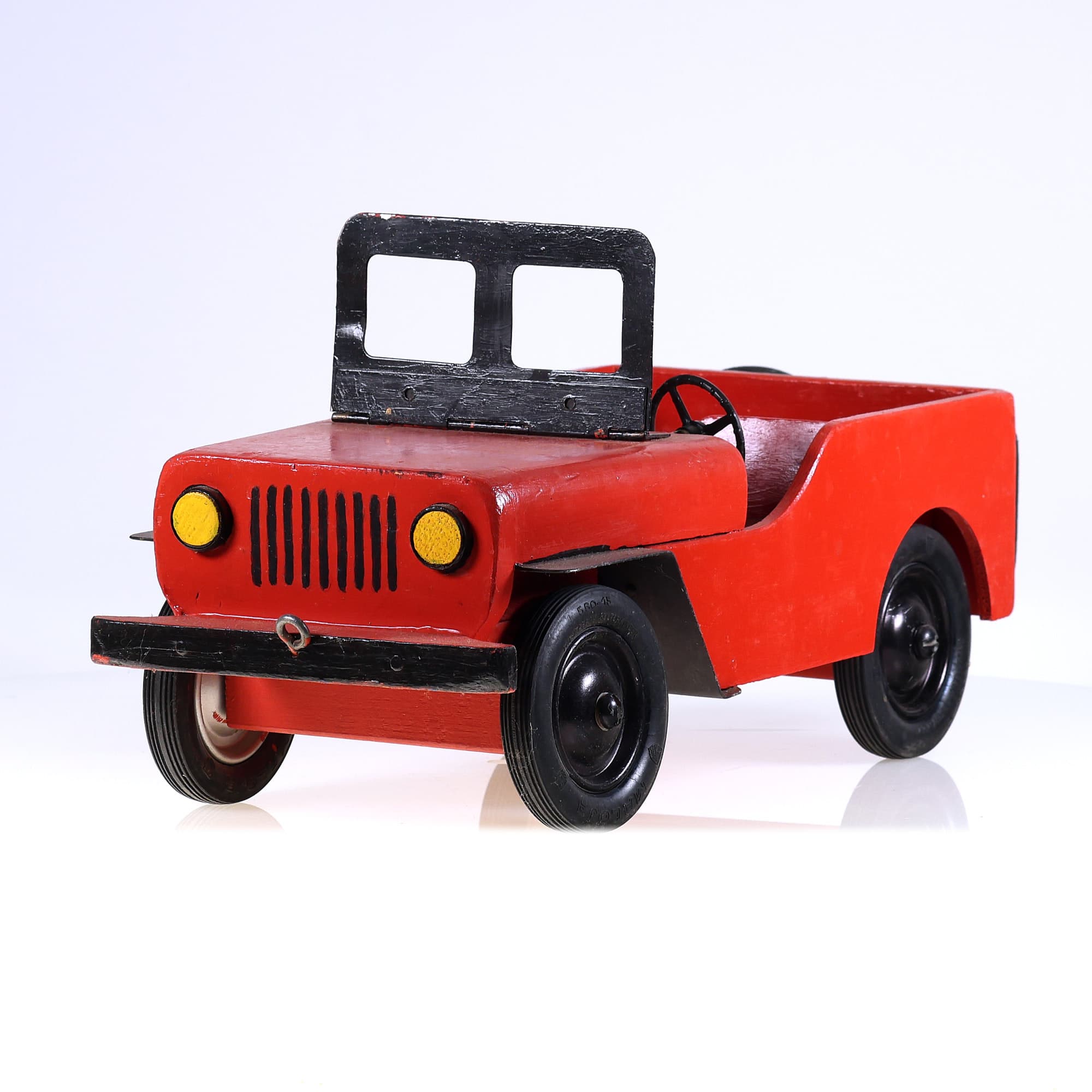 artisanale Jeep en bois jouet à trainer 37 cm  — photo 1