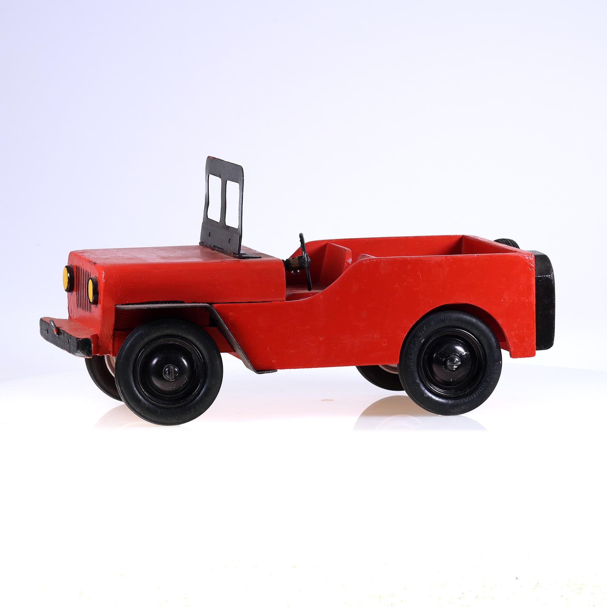 artisanale Jeep en bois jouet à trainer 37 cm  — miniature 2