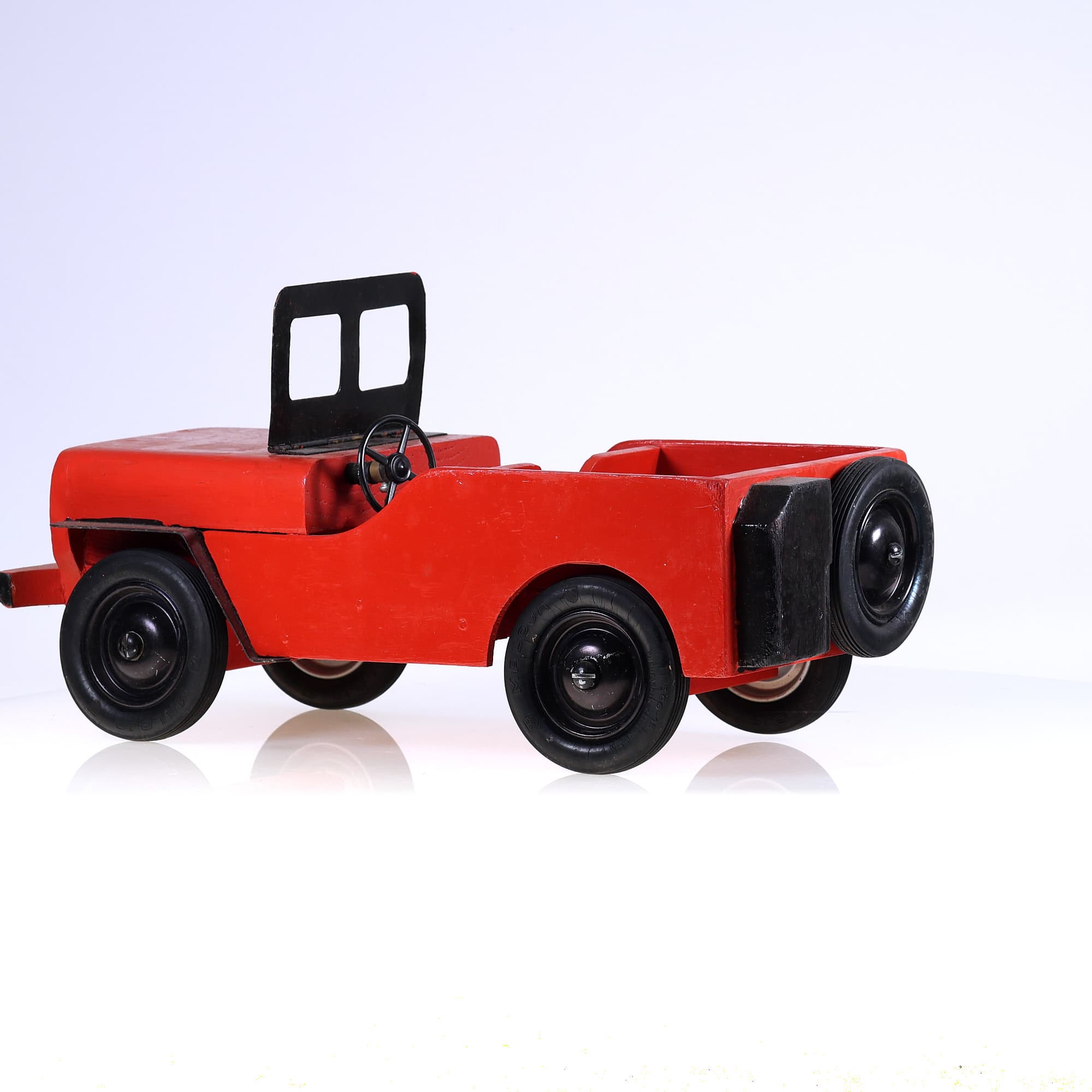 artisanale Jeep en bois jouet à trainer 37 cm  — miniature 3