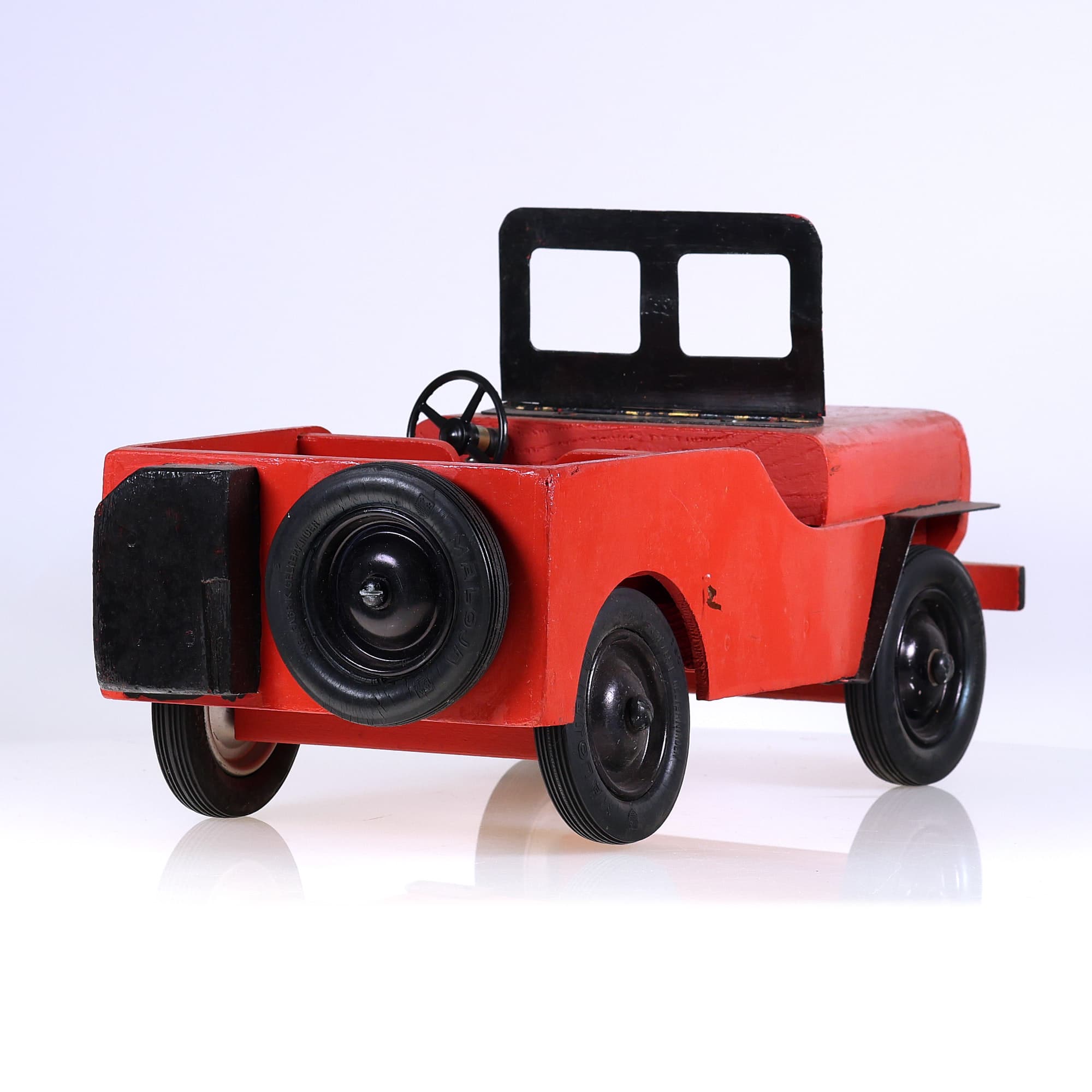 artisanale Jeep en bois jouet à trainer 37 cm  — miniature 5