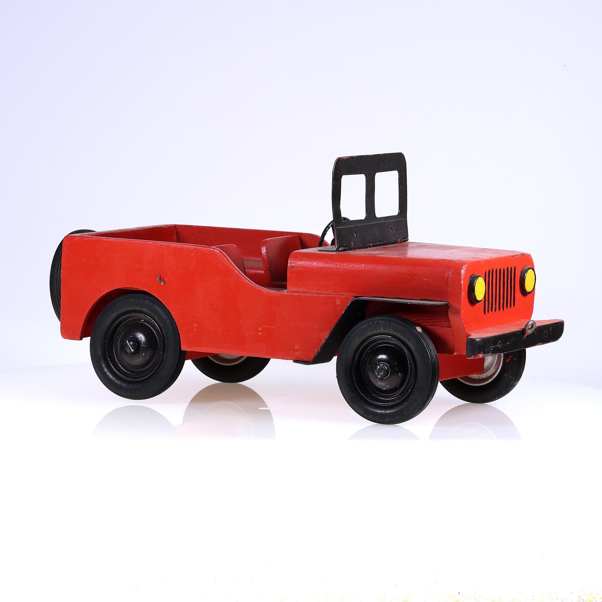 artisanale Jeep en bois jouet à trainer 37 cm  — miniature 6
