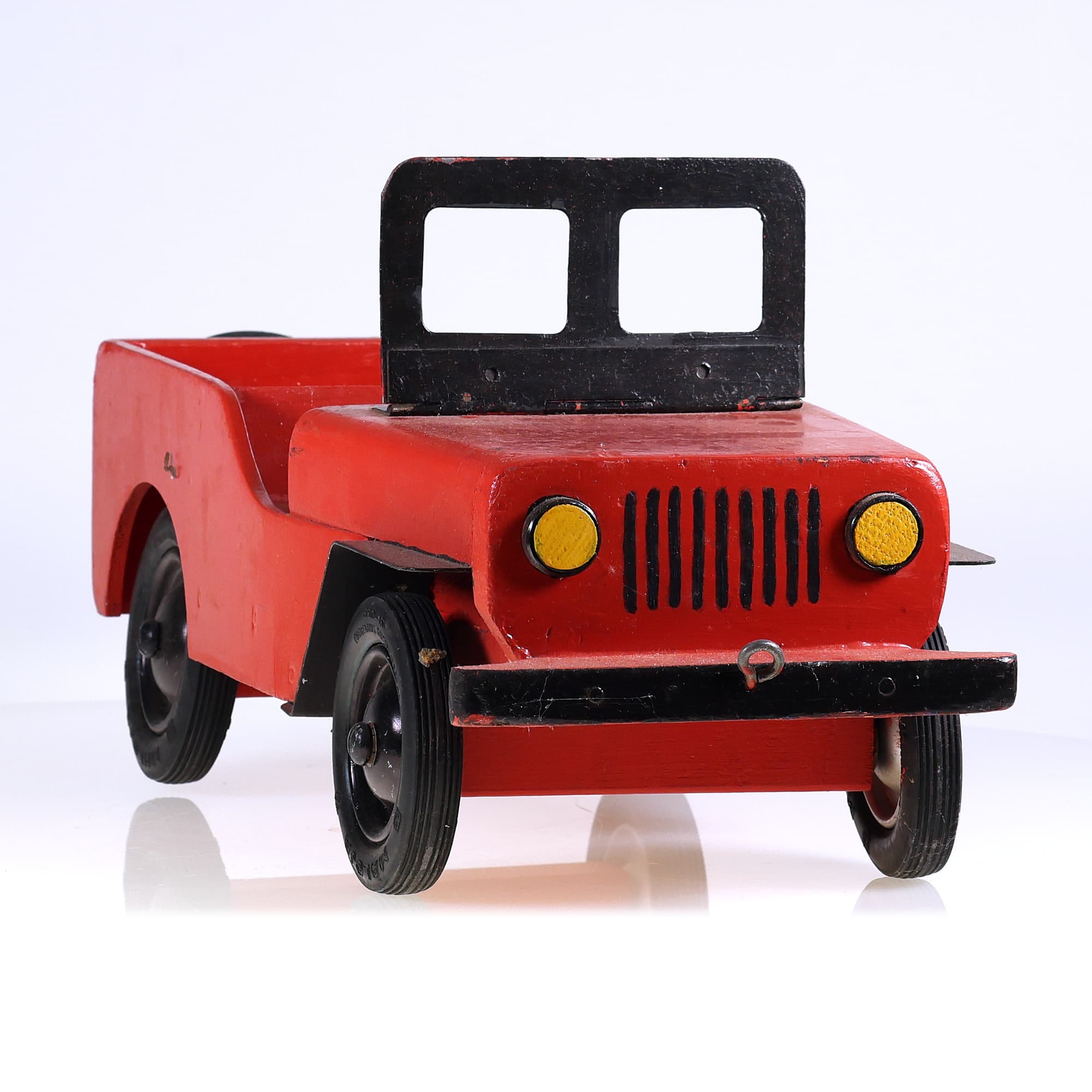 artisanale Jeep en bois jouet à trainer 37 cm  — miniature 7