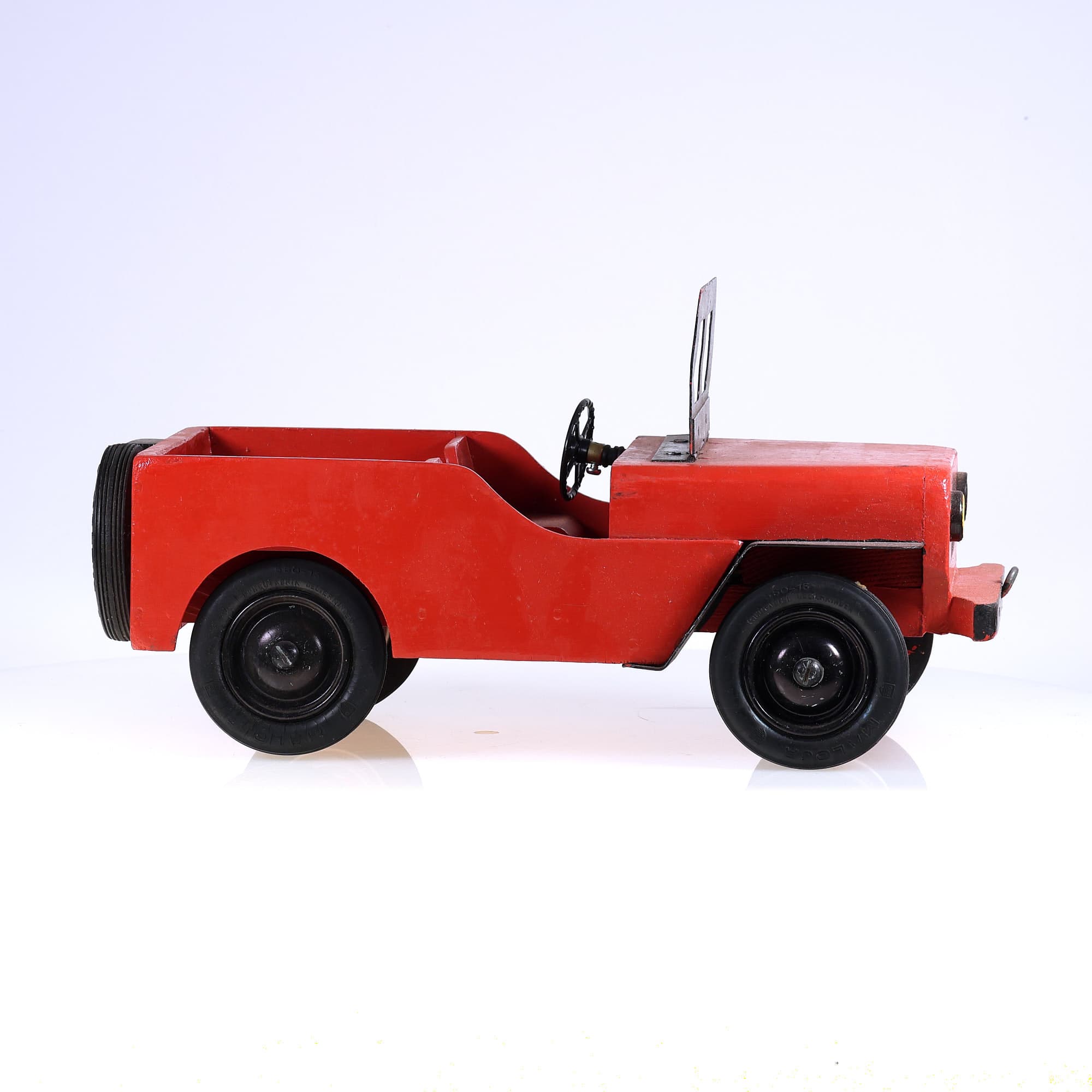 artisanale Jeep en bois jouet à trainer 37 cm  — miniature 8