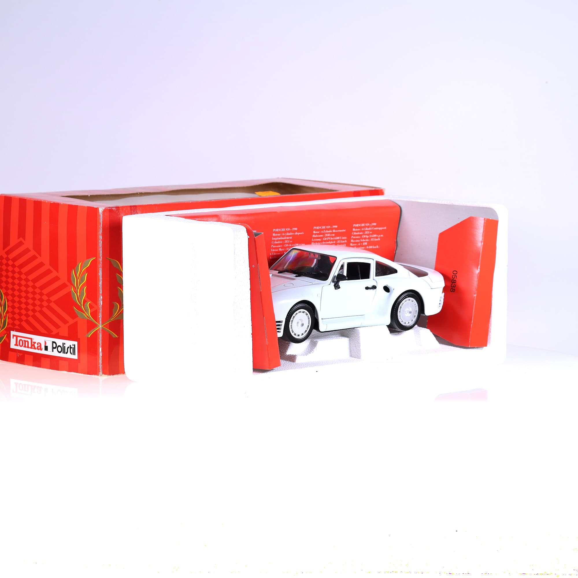 TONKA Polistil Porsche 959 avec clé 1990 1/18 Blanc avec boîte