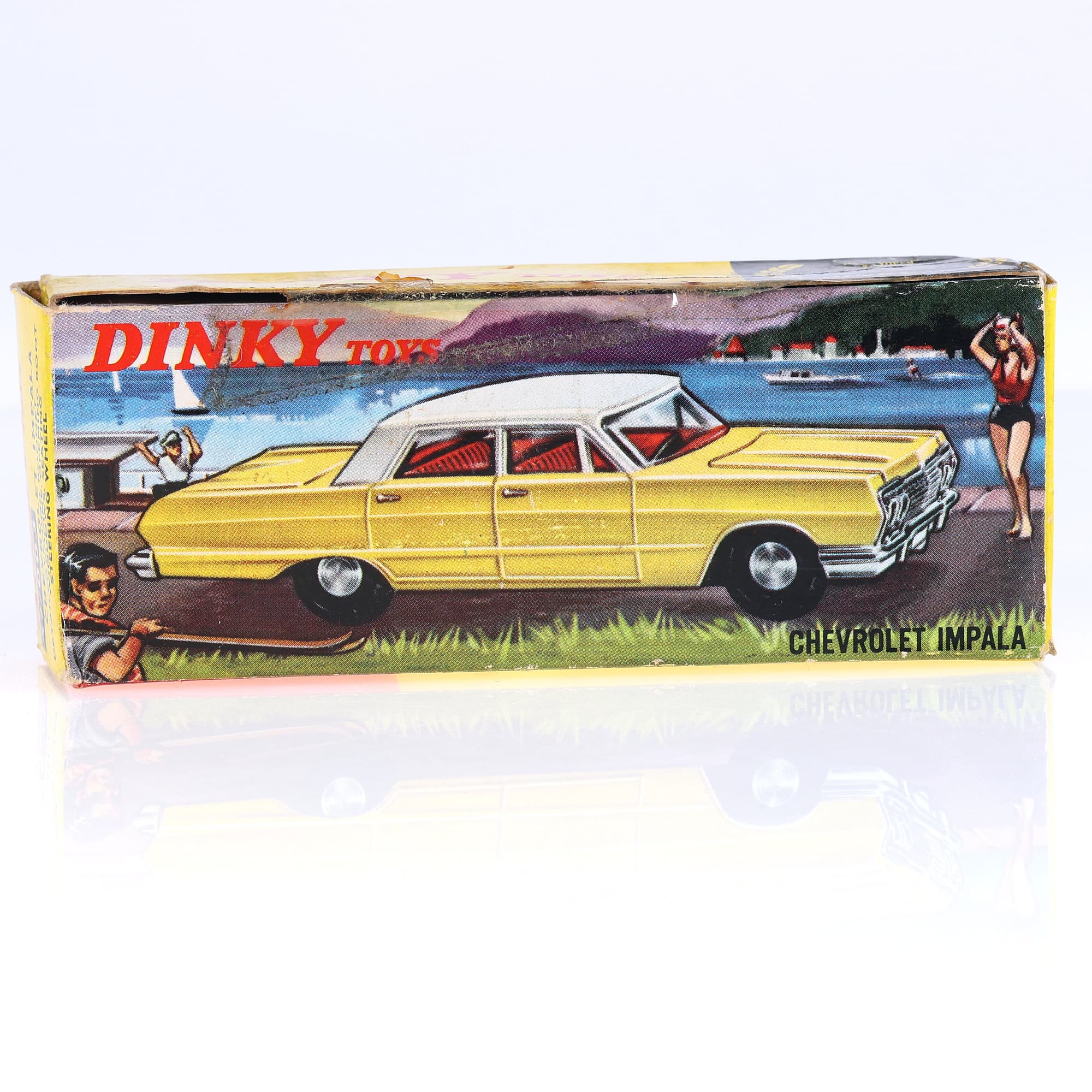 Dinky Toys Hong Kong 57/003 Chevrolet Impala 1/42 Jaune avec boîte — miniature 11